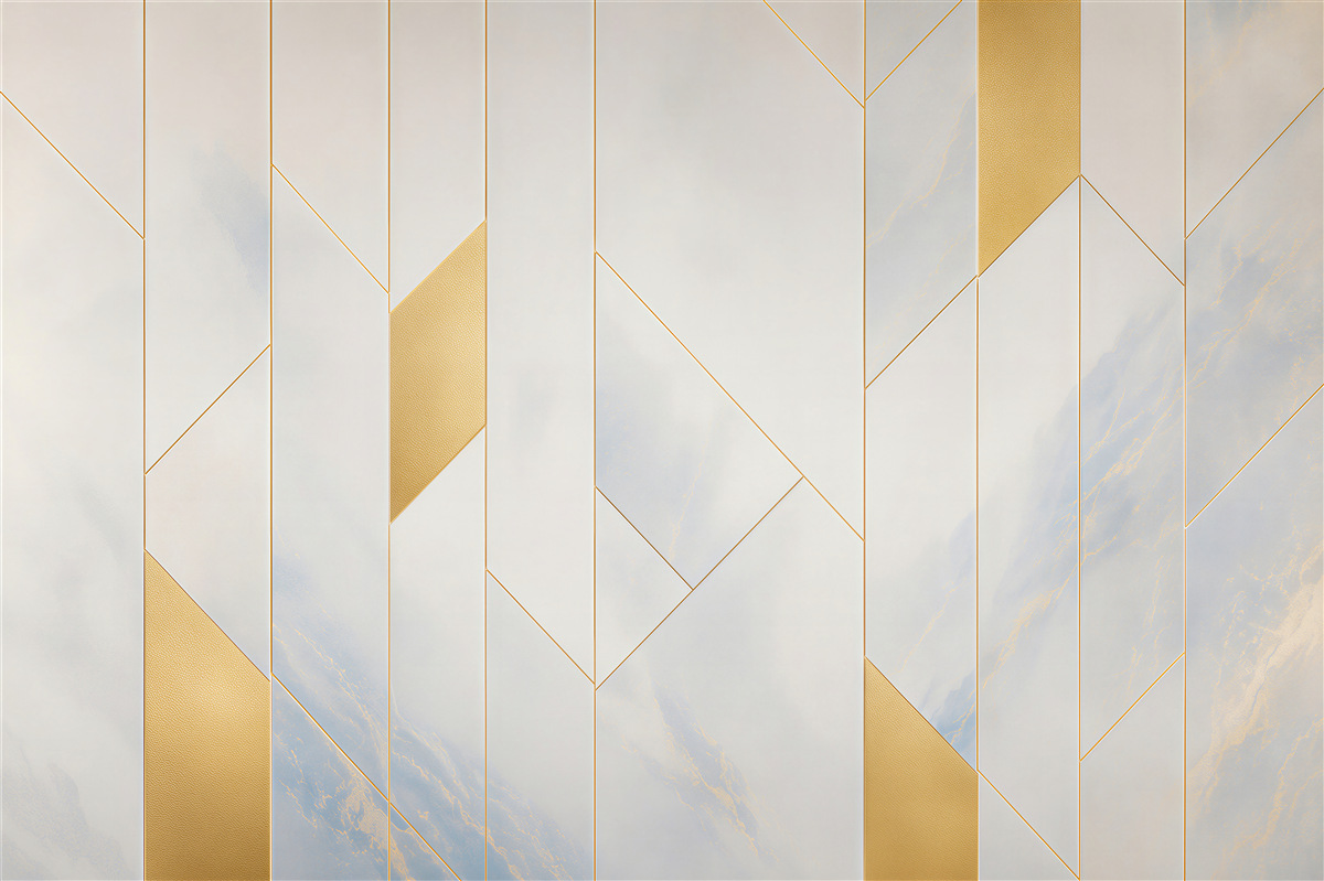 Fototapeta marmur biało złoty geometryczny wzór art deco