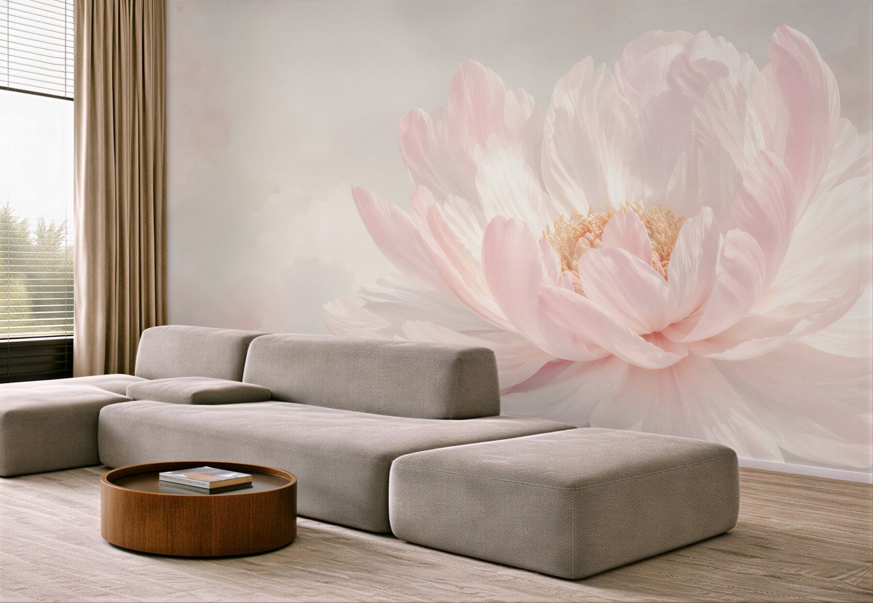 Fototapeta kwiat piwonii pudrowy róż na jasnym tle elegancka i subtelna?v23