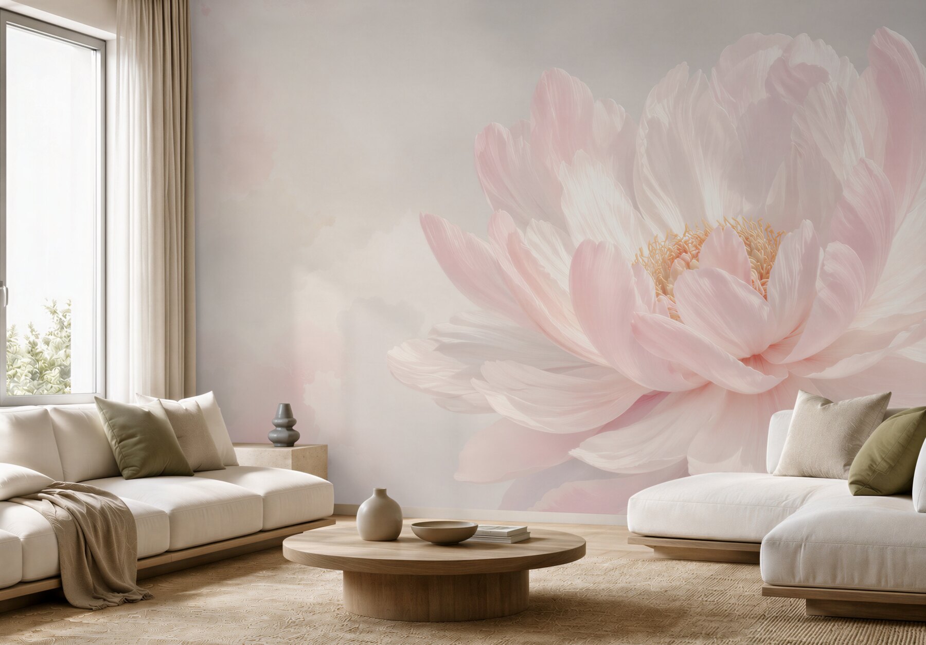 Fototapeta kwiat piwonii pudrowy róż na jasnym tle elegancka i subtelna?v23