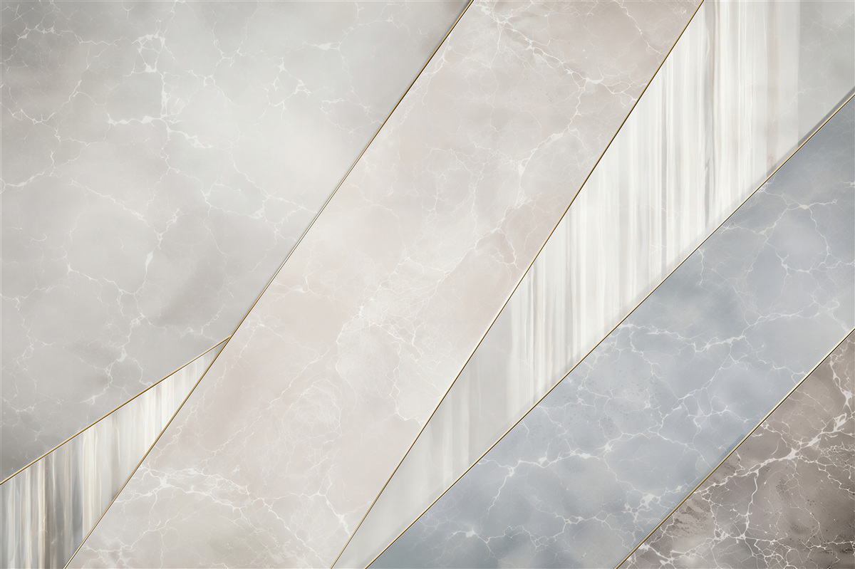 Fototapeta marmur beżowo szary ze złotymi liniami elegancka geometryczna