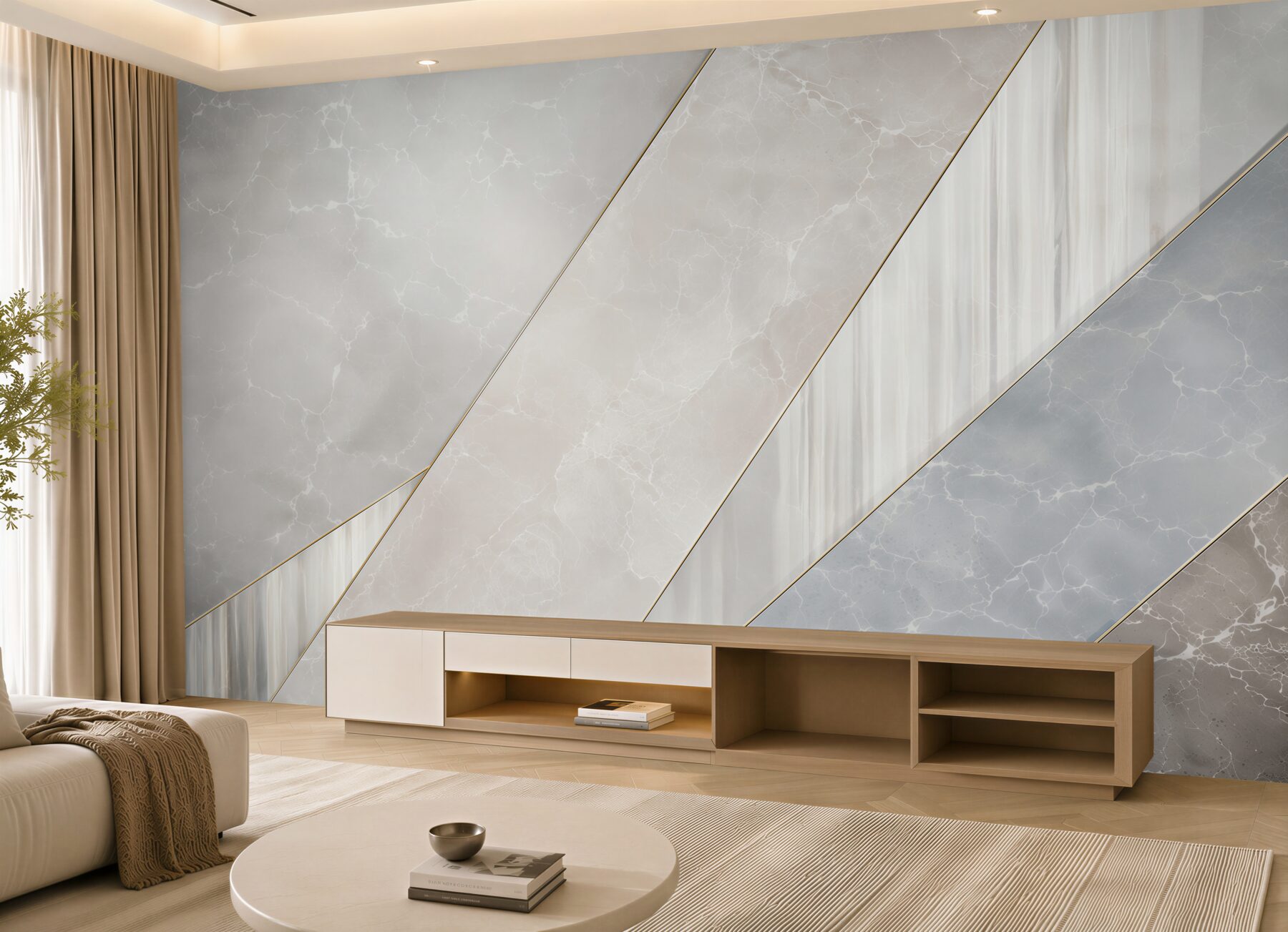 Fototapeta marmur beżowo szary ze złotymi liniami elegancka geometryczna?v23