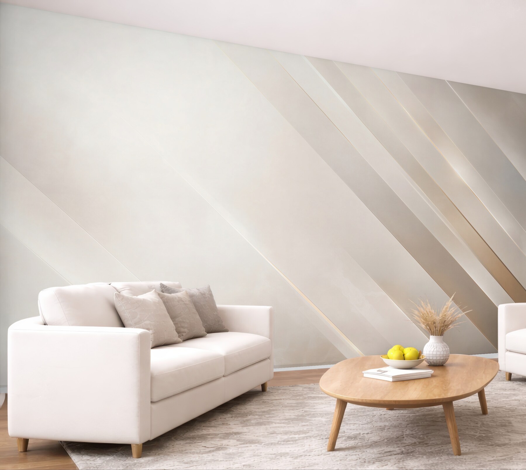 Fototapeta geometryczne pasy beżowe ze złotym akcentem nowoczesna?v23