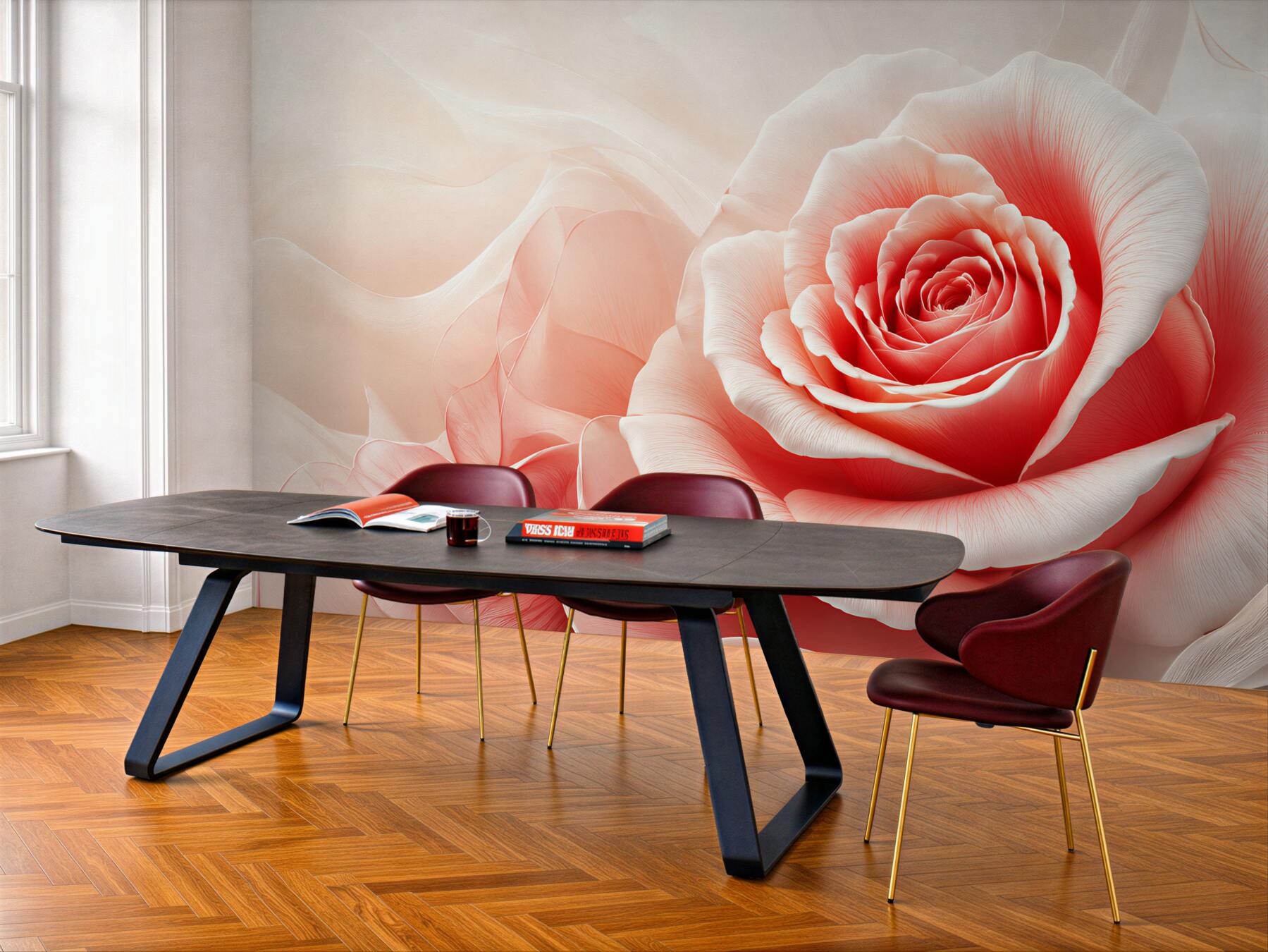 Fototapeta róża pudrowy róż subtelna elegancja do sypialni?v23