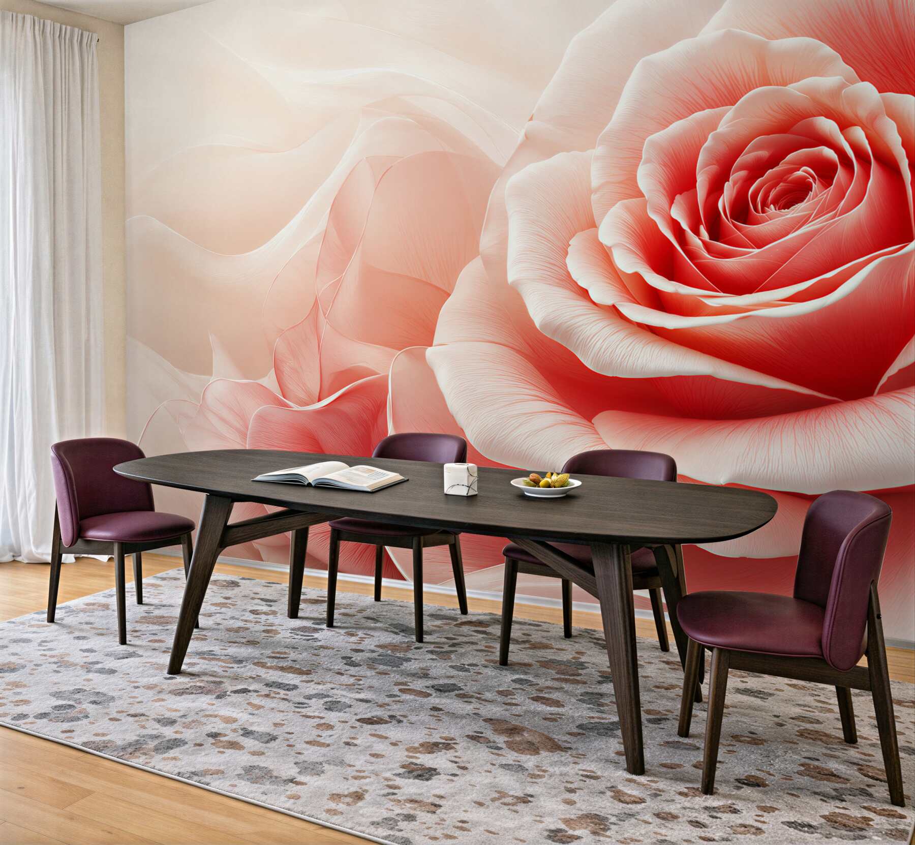 Fototapeta róża pudrowy róż subtelna elegancja do sypialni?v23