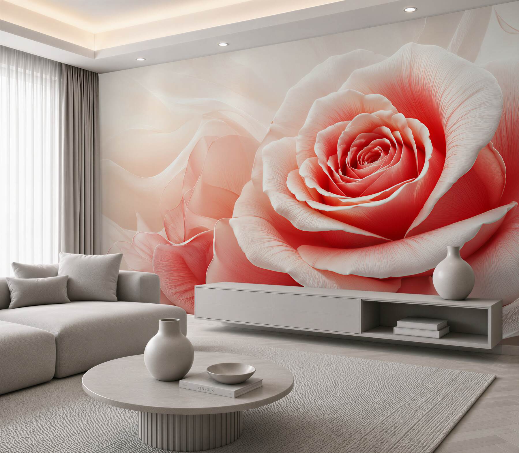 Fototapeta róża pudrowy róż subtelna elegancja do sypialni?v23