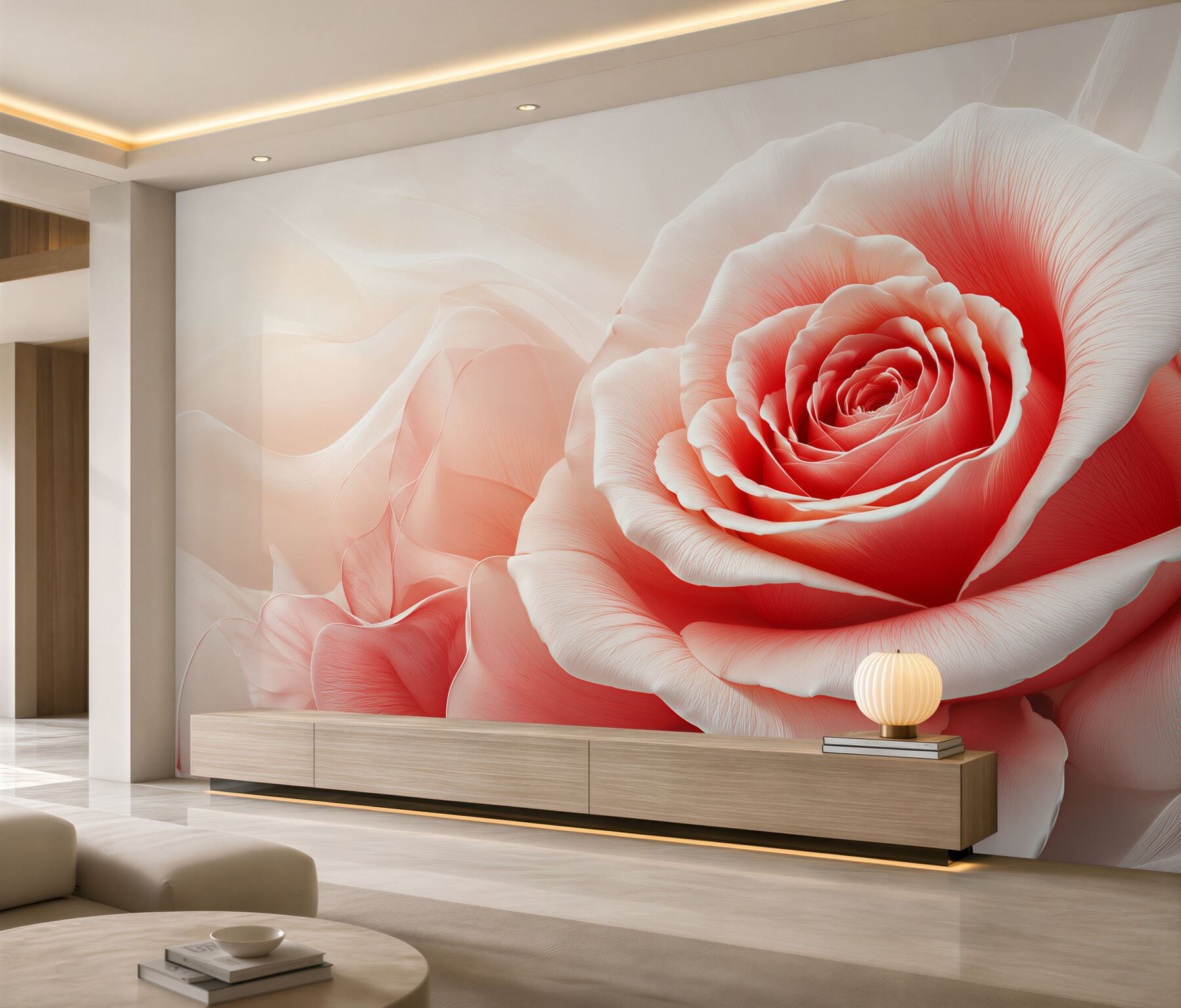 Fototapeta róża pudrowy róż subtelna elegancja do sypialni?v23