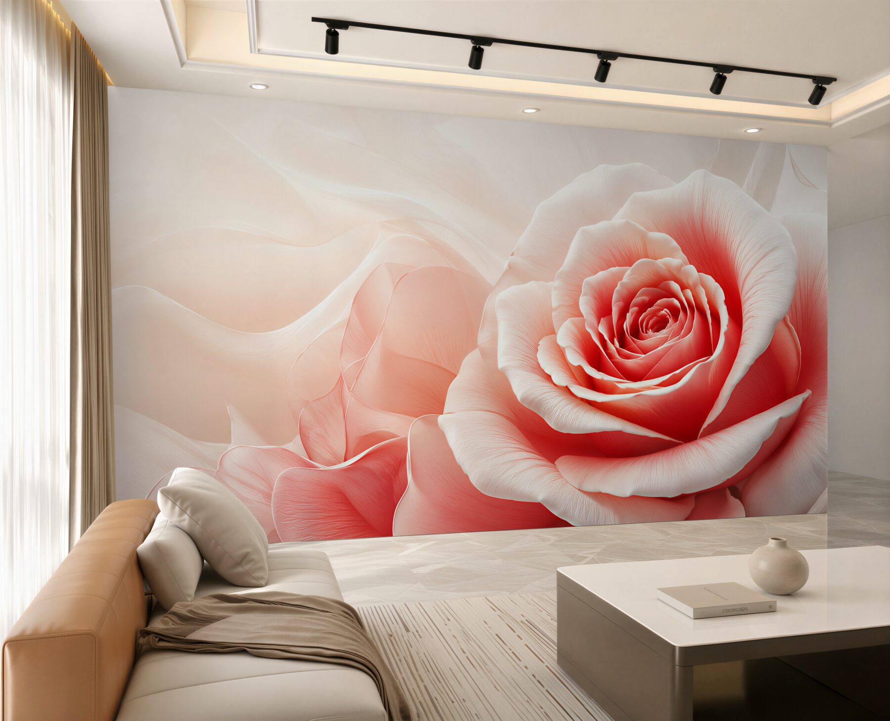 Fototapeta róża pudrowy róż subtelna elegancja do sypialni?v23