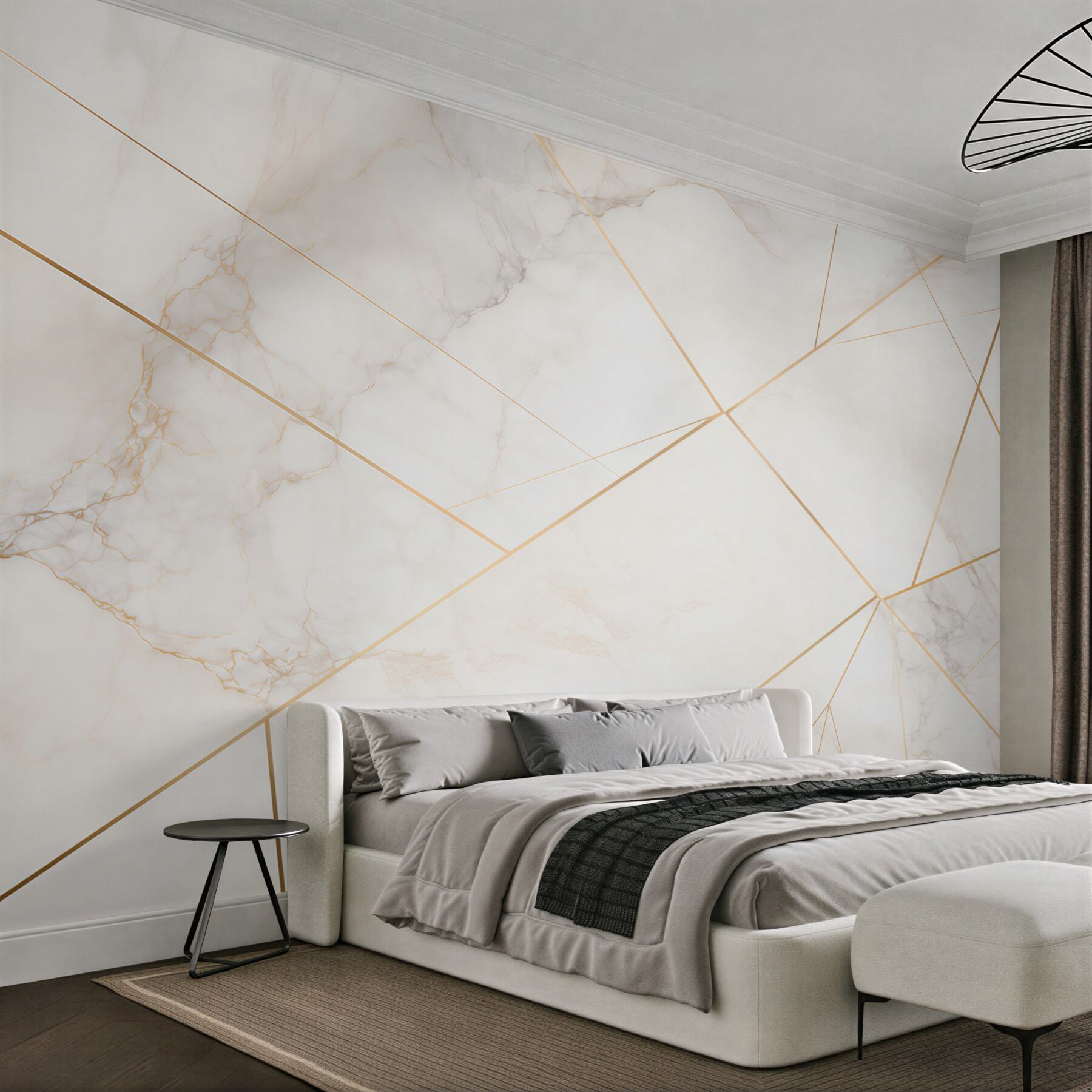 Fototapeta biały marmur ze złotą geometryczną linią nowoczesna elegancja?v23