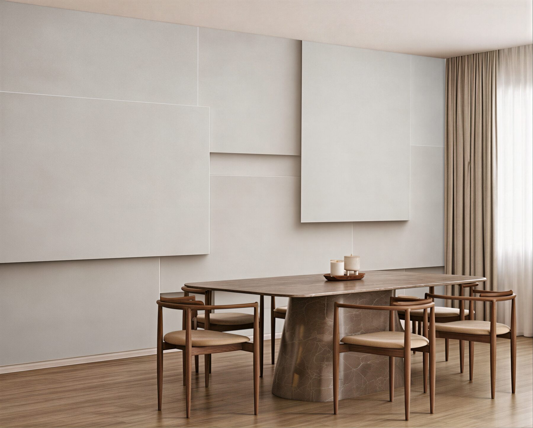 Fototapeta geometryczne panele 3D beżowe nowoczesna minimalistyczna?v23