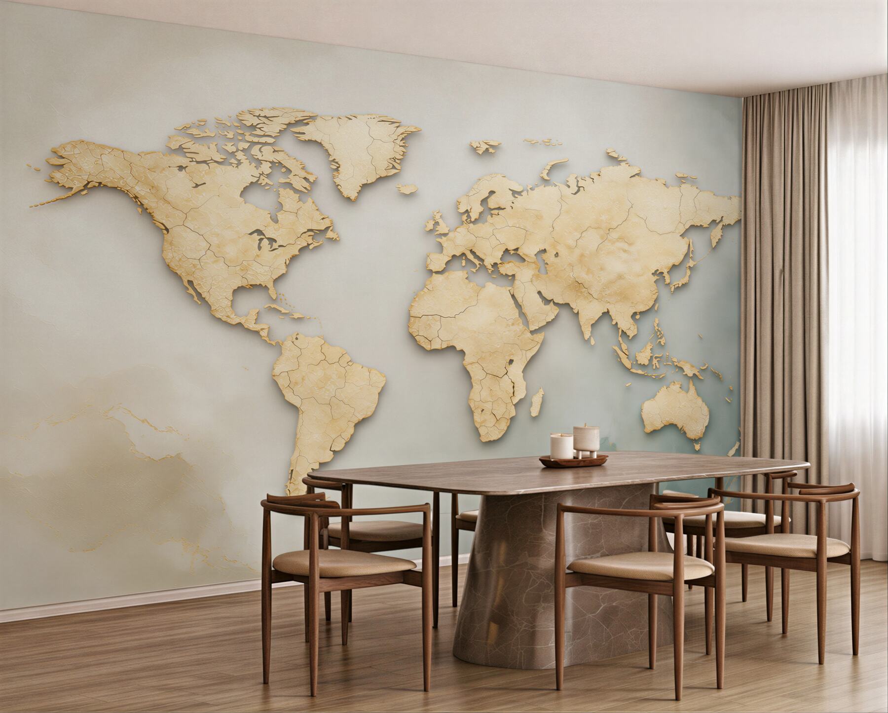 Fototapeta mapa świata beżowa przestrzenna do eleganckiego biura?v23