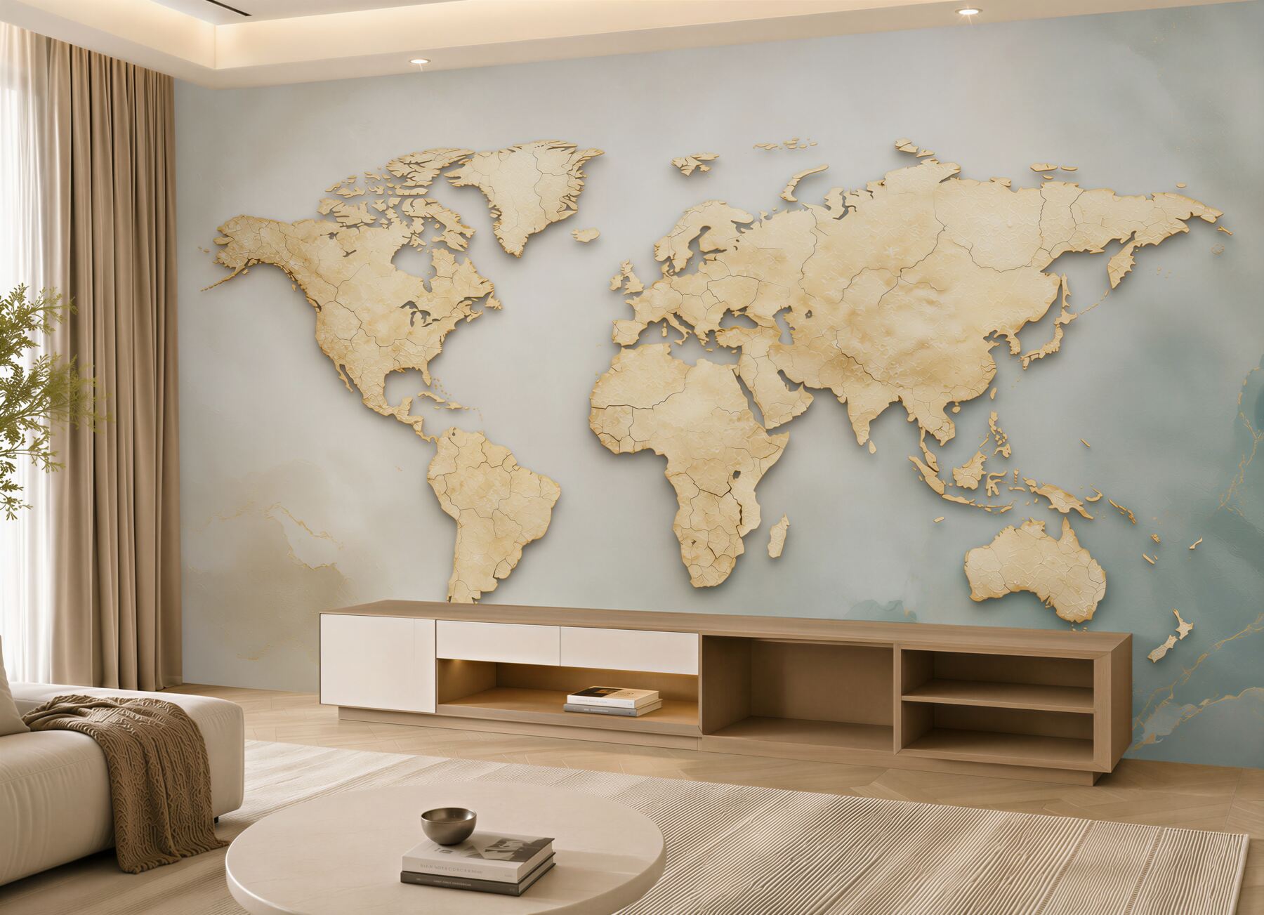 Fototapeta mapa świata beżowa przestrzenna do eleganckiego biura?v23
