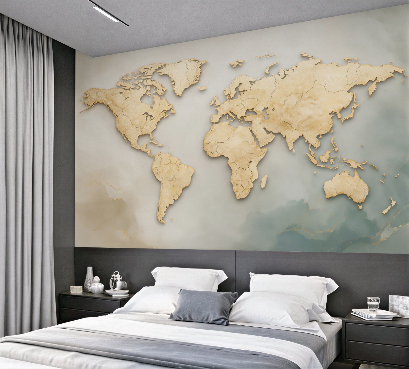Fototapeta mapa świata beżowa przestrzenna do eleganckiego biura?v23