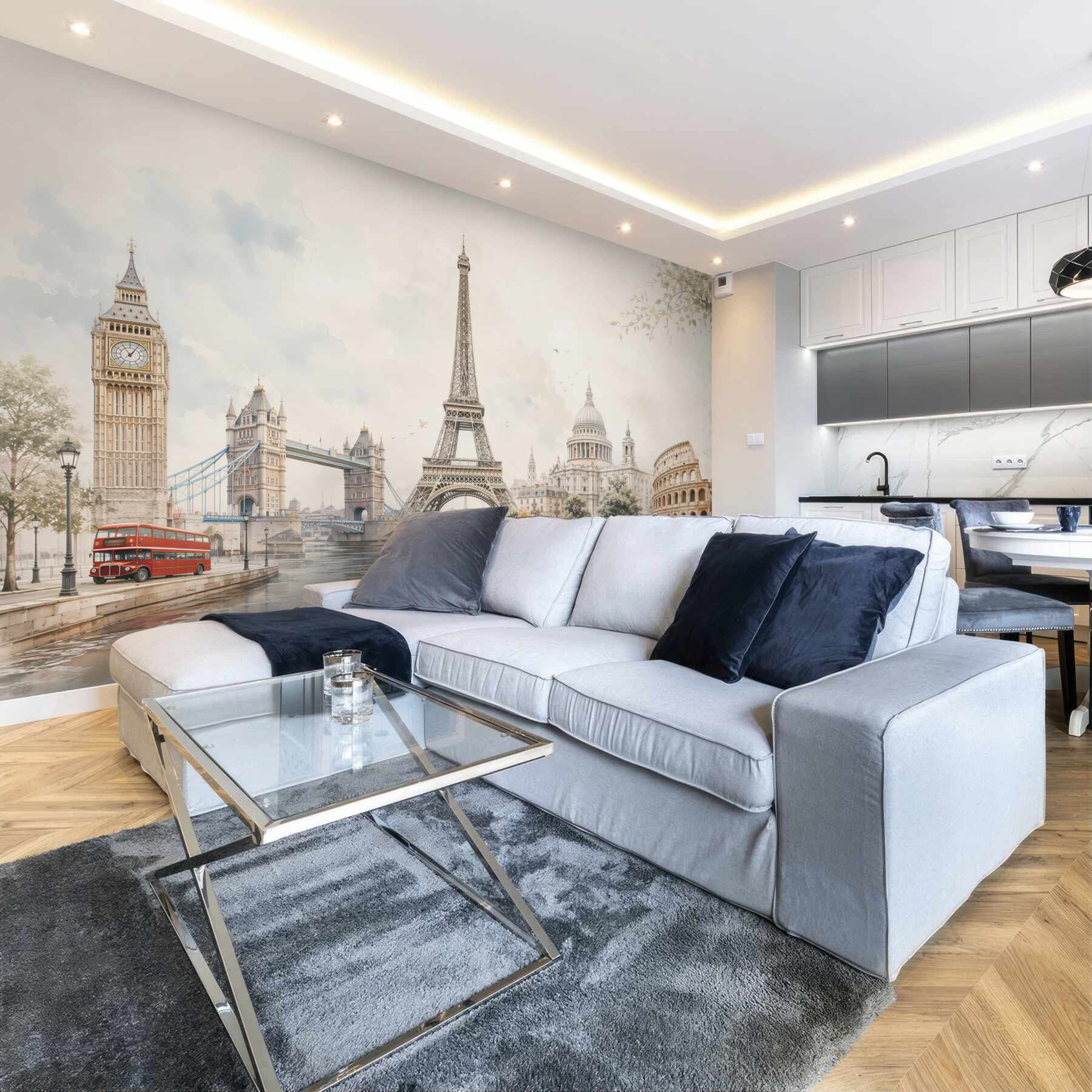 Fototapeta europejskie zabytki w pastelowej akwareli do eleganckiego salonu?v23