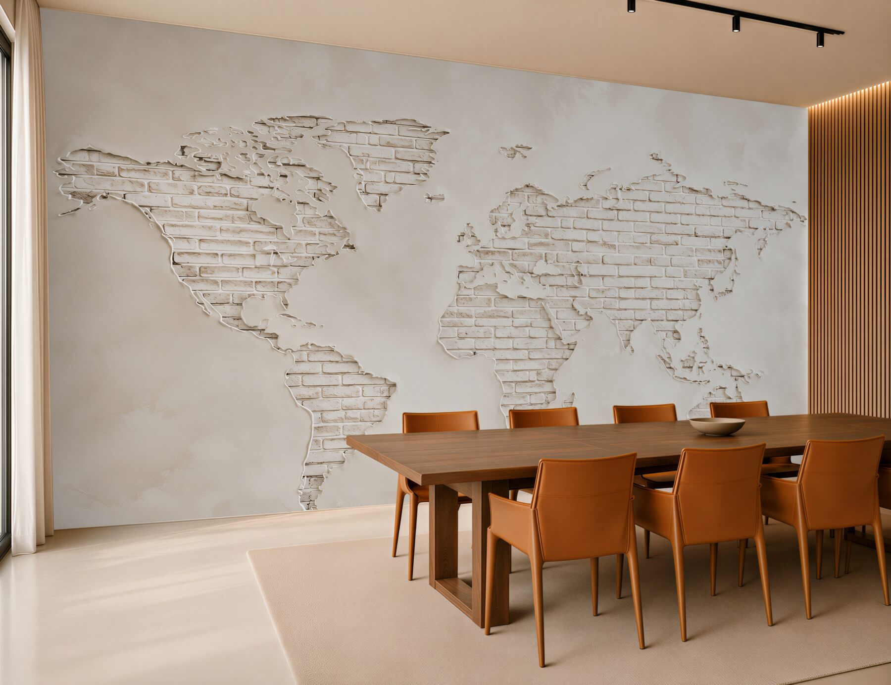 Fototapeta mapa świata z białej cegły nowoczesna i minimalistyczna?v23