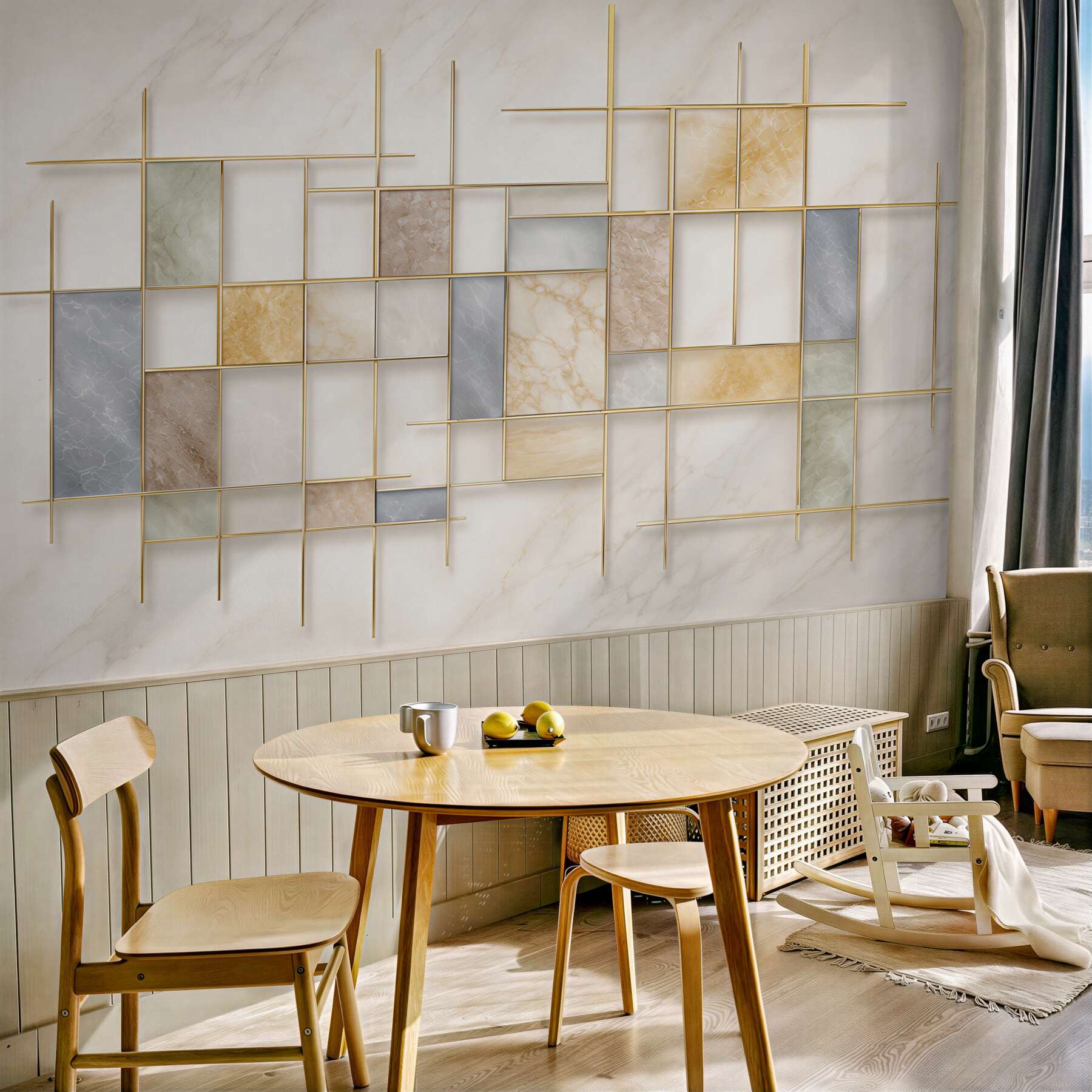 Fototapeta geometryczna marmur beżowo złoty nowoczesna elegancja?v23