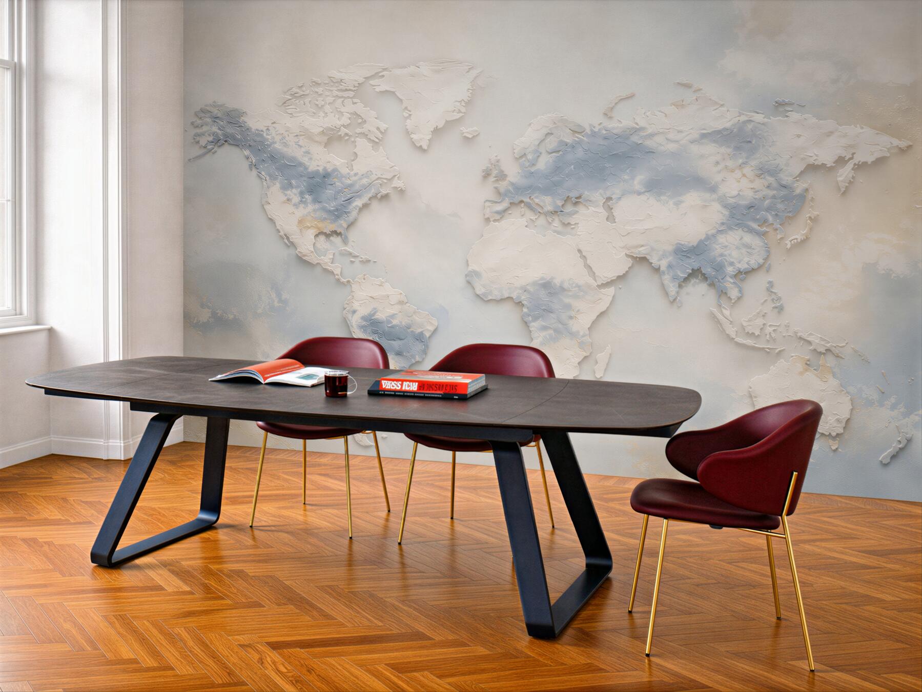 Fototapeta mapa świata 3D beżowo błękitna nowoczesna?v23
