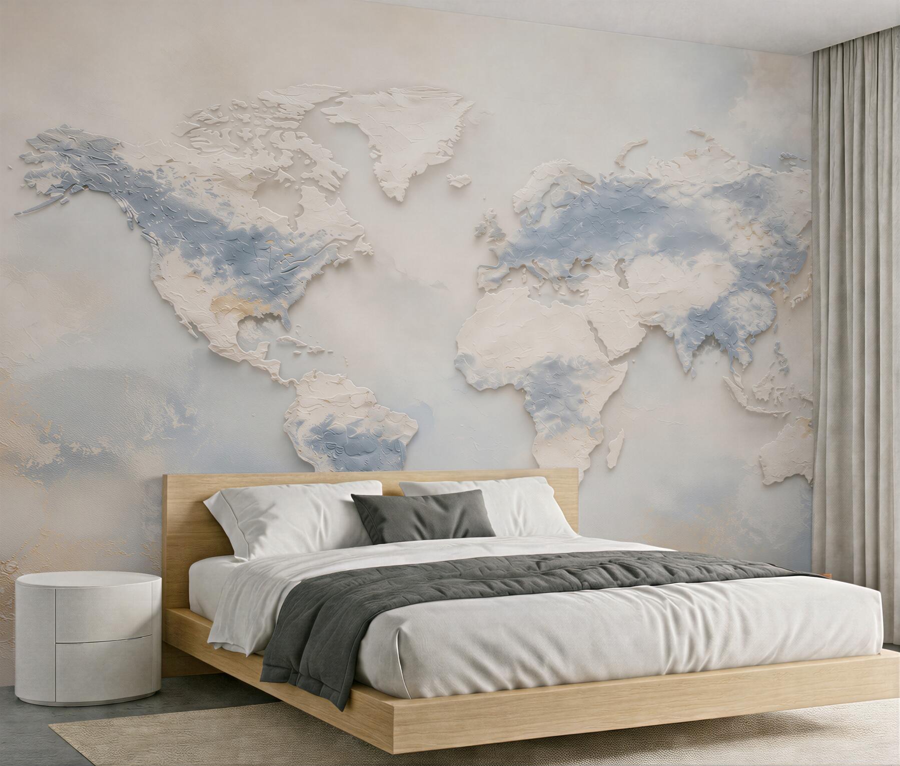 Fototapeta mapa świata 3D beżowo błękitna nowoczesna?v23