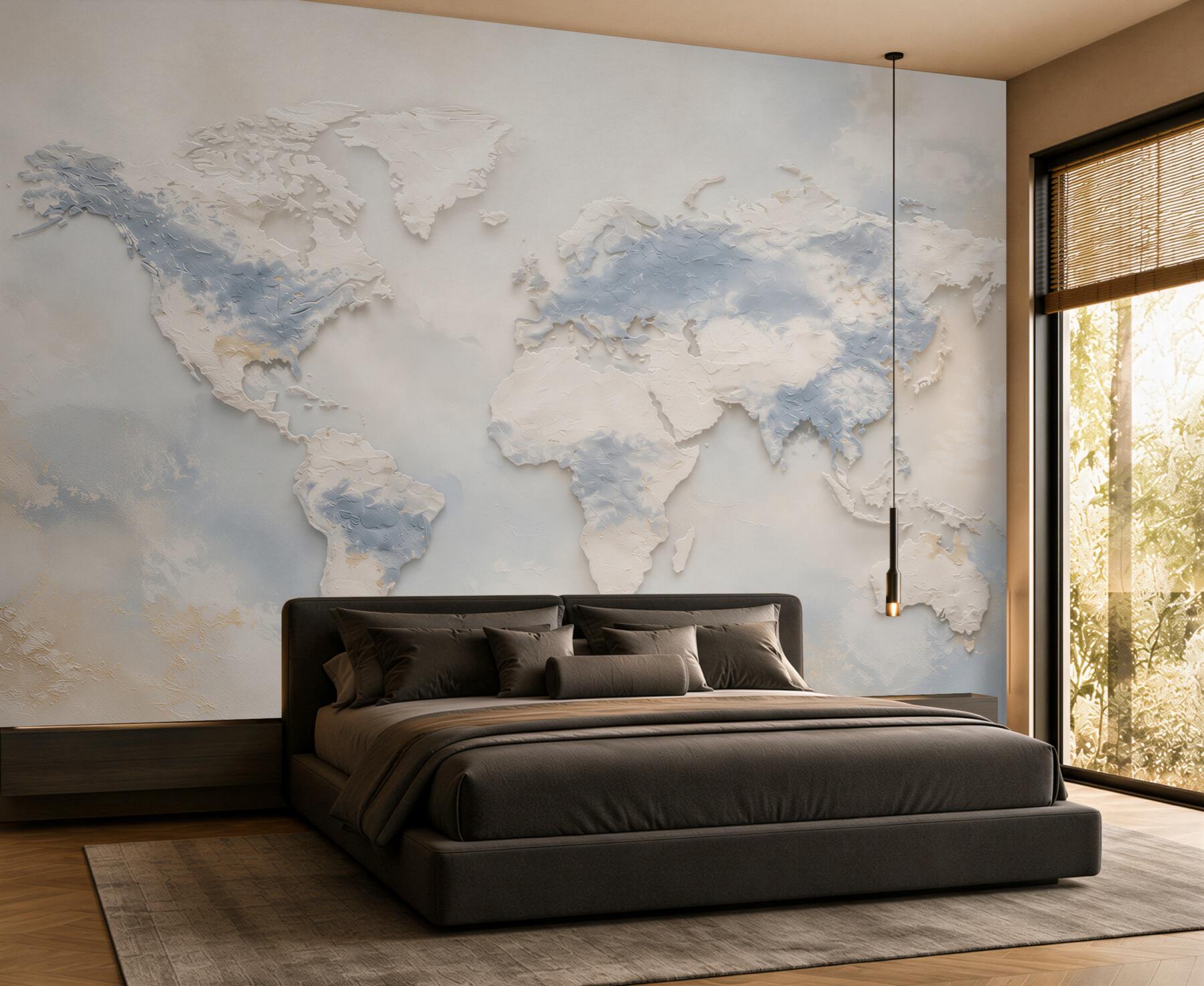 Fototapeta mapa świata 3D beżowo błękitna nowoczesna?v23
