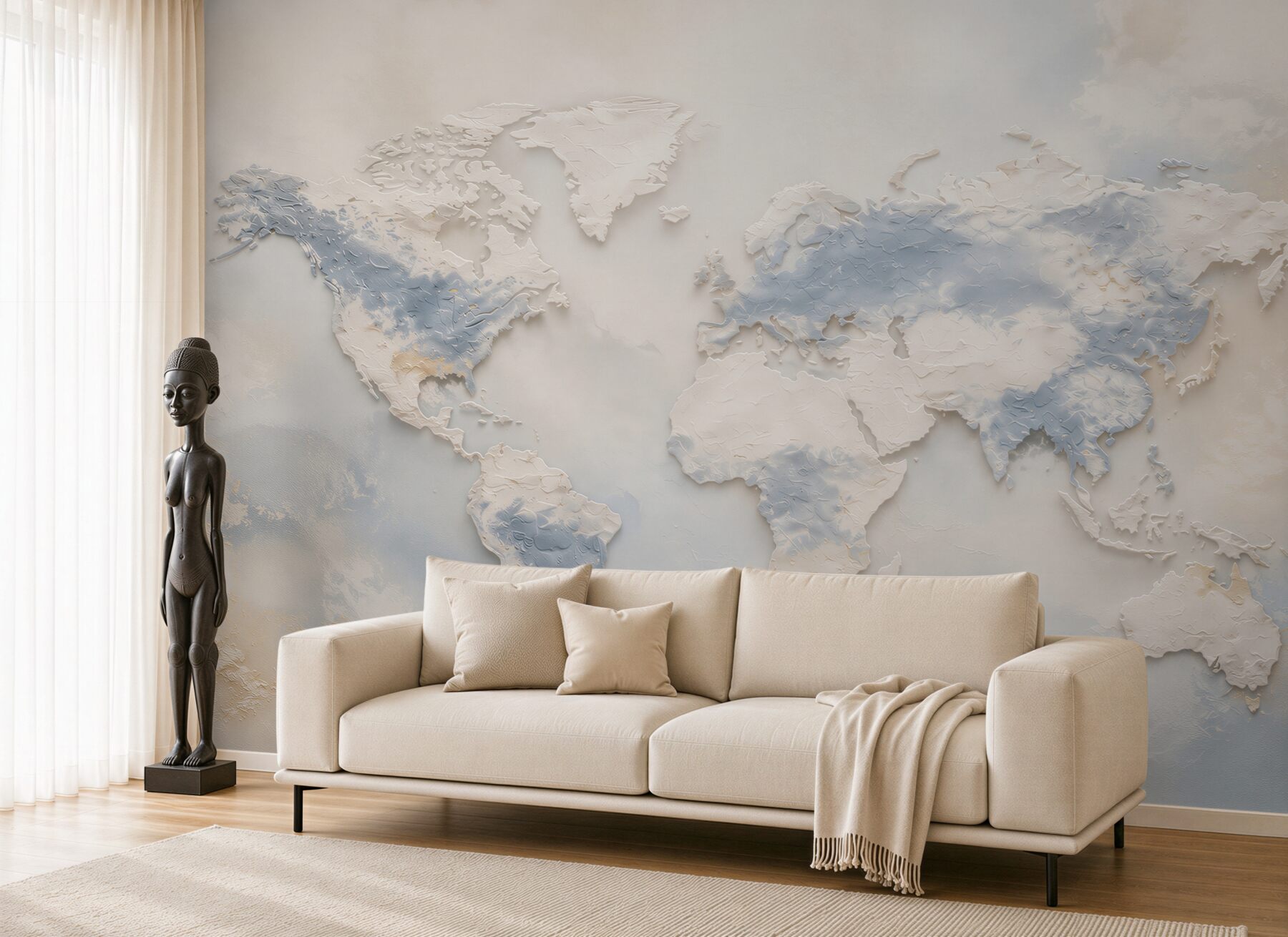 Fototapeta mapa świata 3D beżowo błękitna nowoczesna?v23