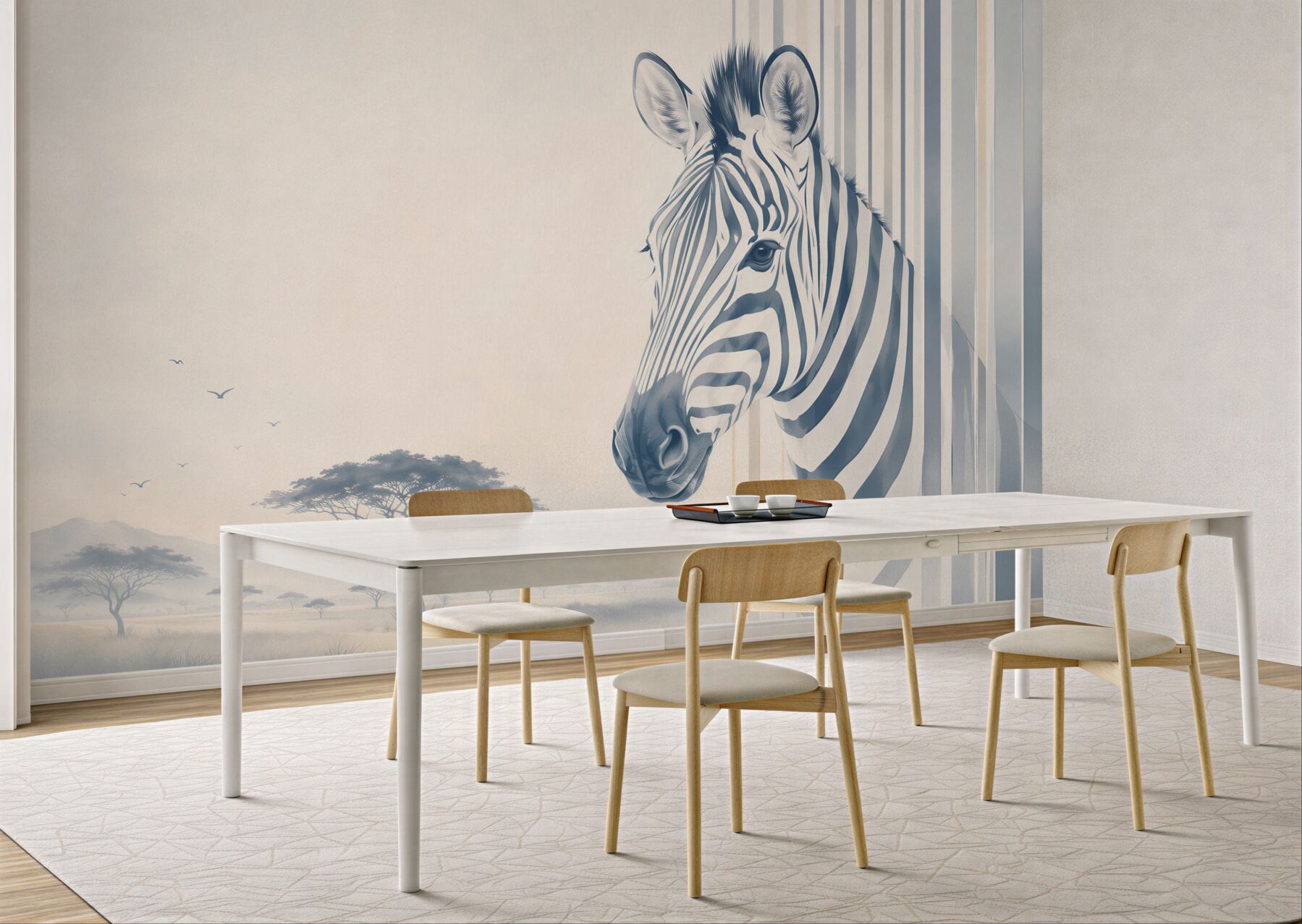 Fototapeta zebra na sawannie beżowo szara nowoczesna?v23