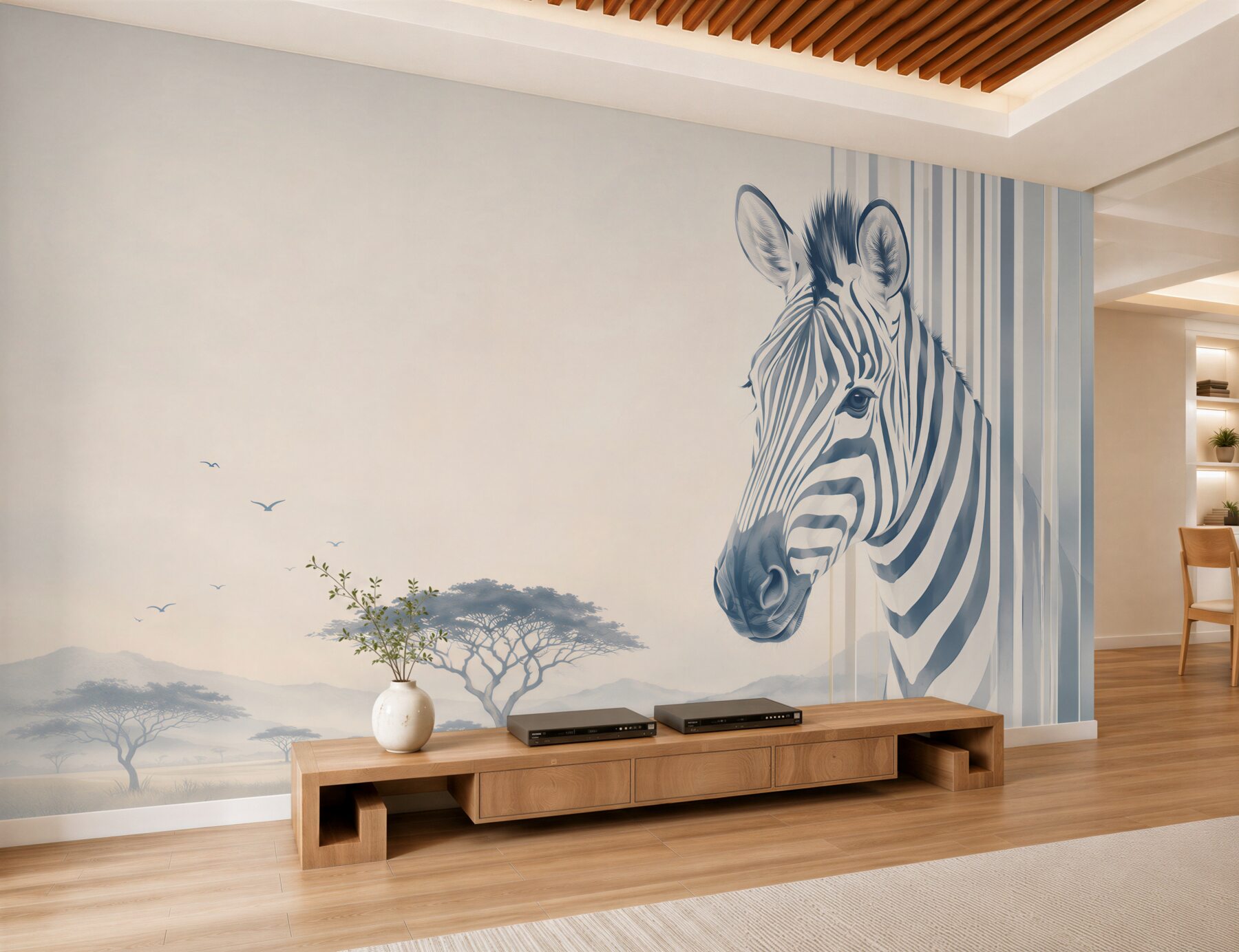 Fototapeta zebra na sawannie beżowo szara nowoczesna?v23