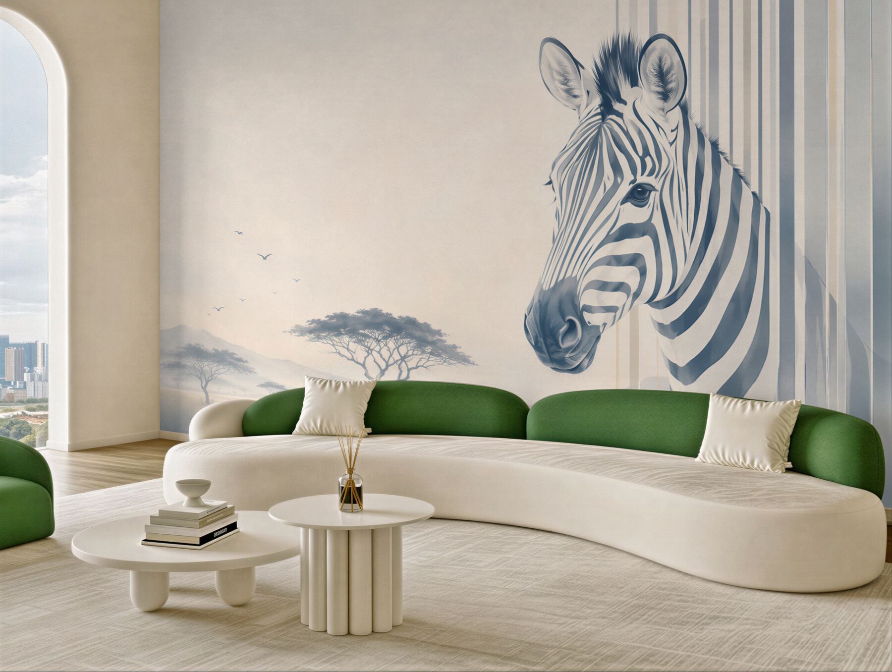 Fototapeta zebra na sawannie beżowo szara nowoczesna?v23