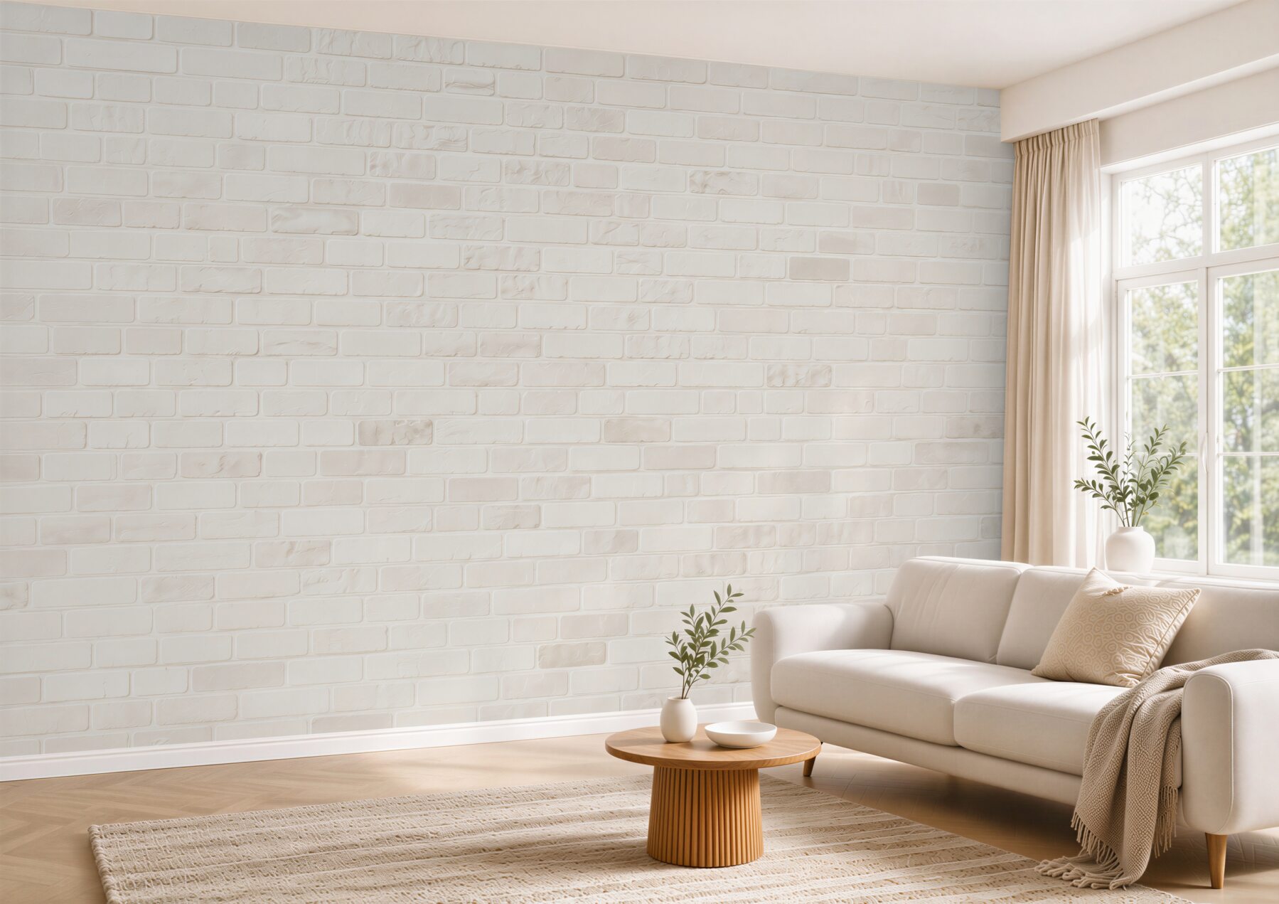 Fototapeta biała cegła minimalistyczna do skandynawskiego wnętrza?v23