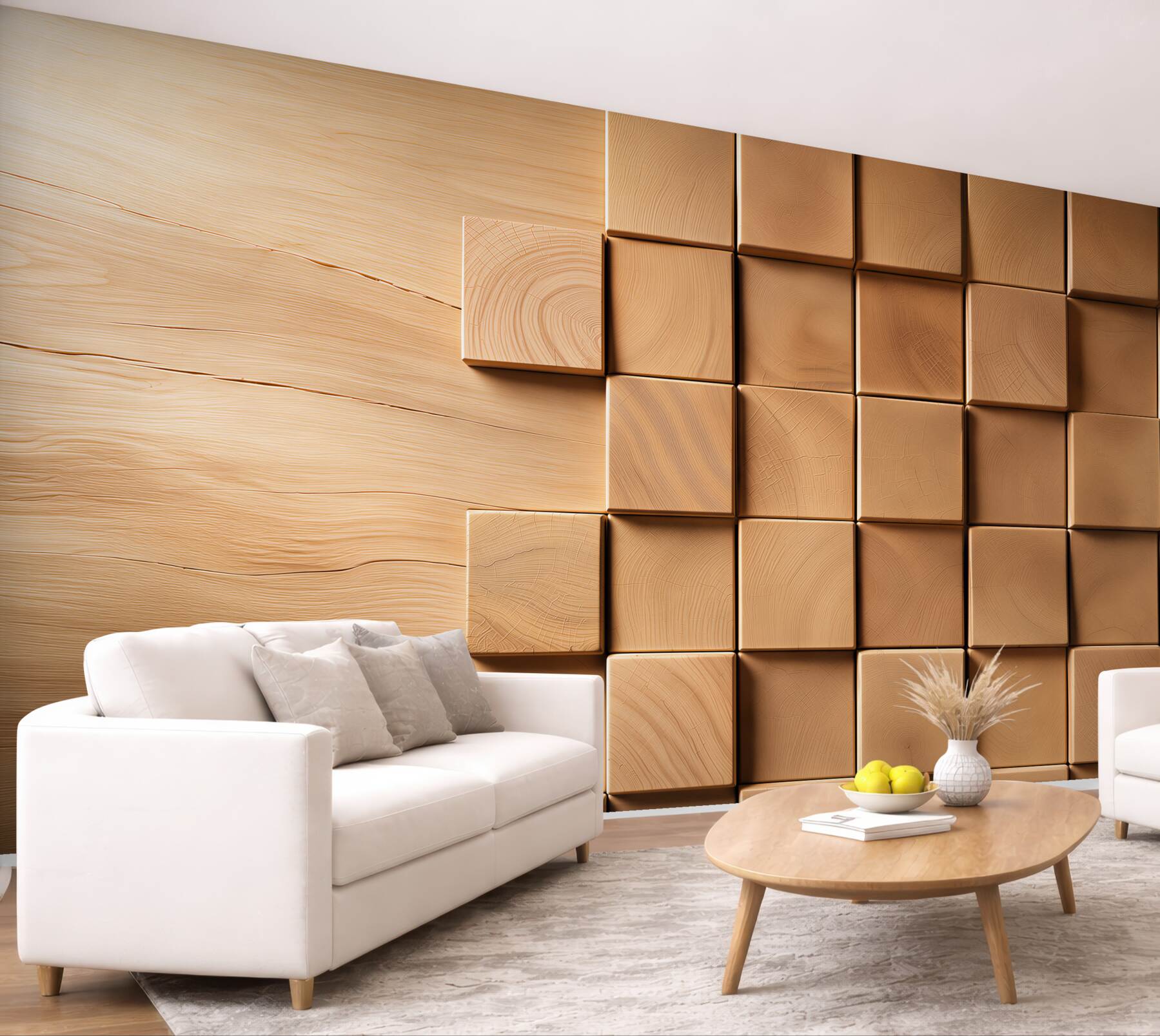 Fototapeta drewniane kostki 3D geometryczne w ciepłym odcieniu?v23