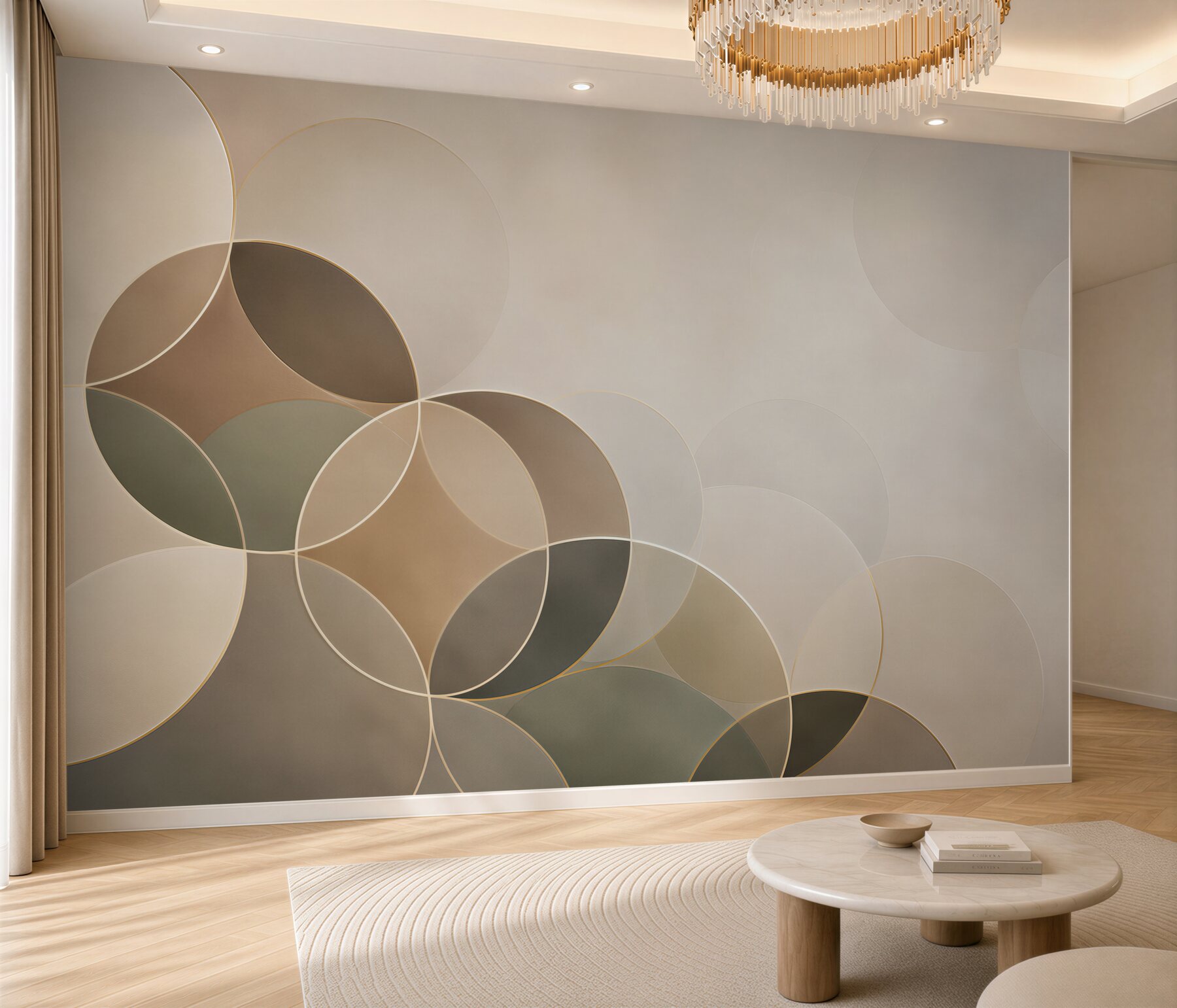 Fototapeta geometryczne koła beżowe nowoczesny wzór do eleganckiego wnętrza?v23