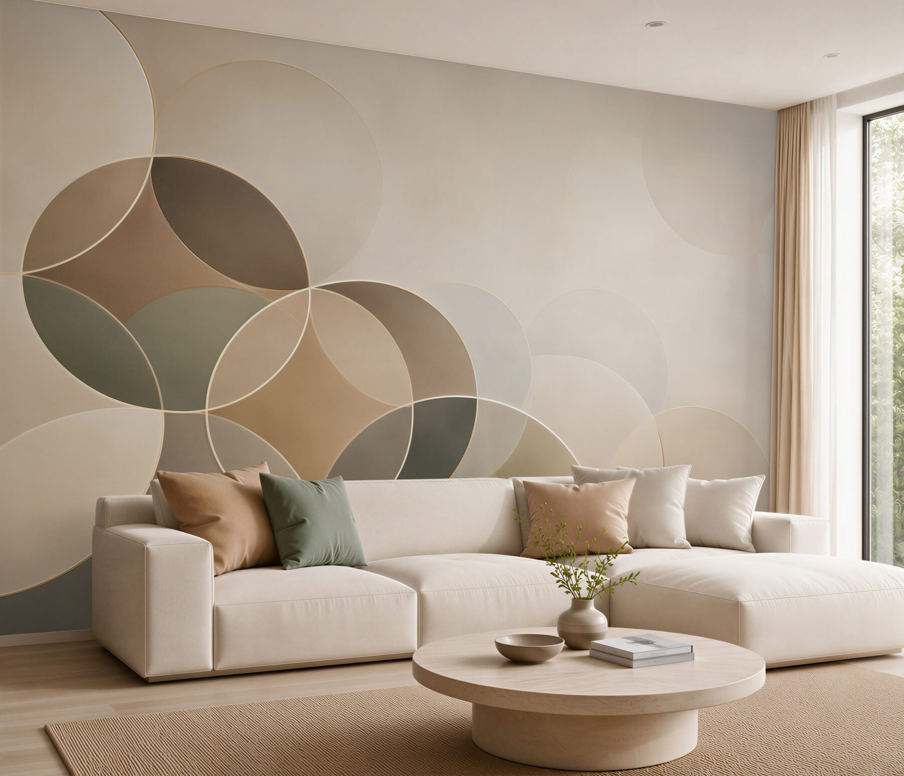 Fototapeta geometryczne koła beżowe nowoczesny wzór do eleganckiego wnętrza?v23