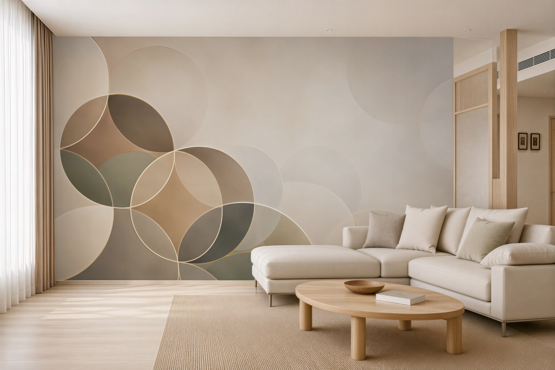 Fototapeta geometryczne koła beżowe nowoczesny wzór do eleganckiego wnętrza?v23