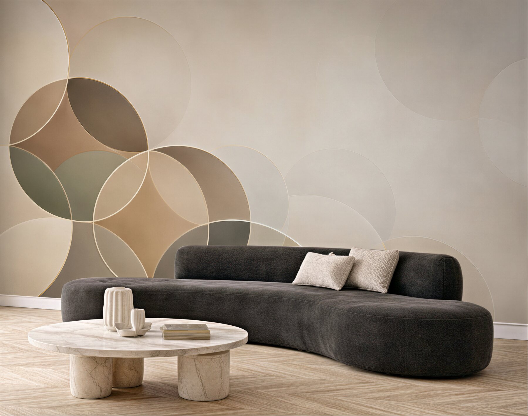 Fototapeta geometryczne koła beżowe nowoczesny wzór do eleganckiego wnętrza?v23