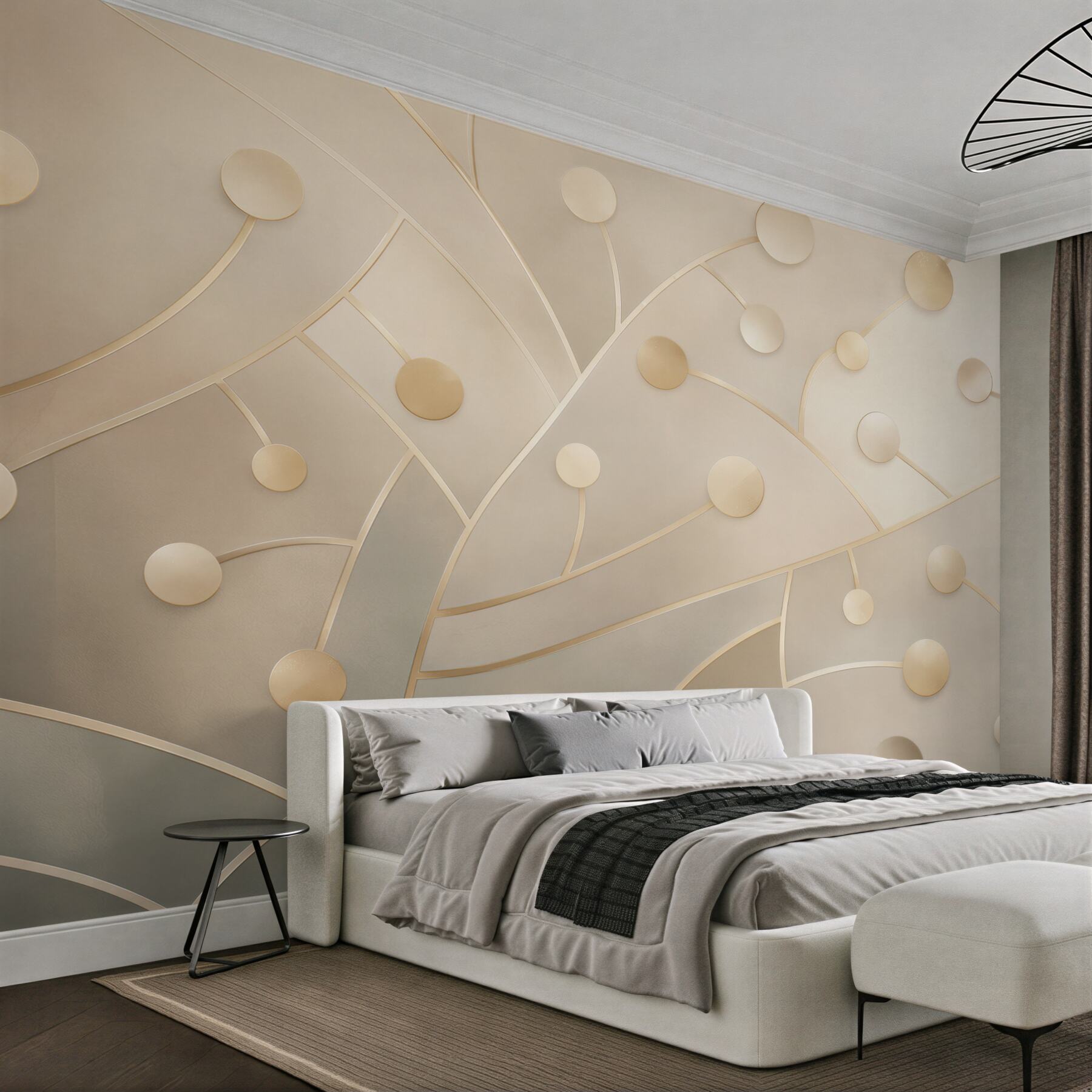 Fototapeta geometryczne złote koła beżowe nowoczesna elegancja do salonu?v23