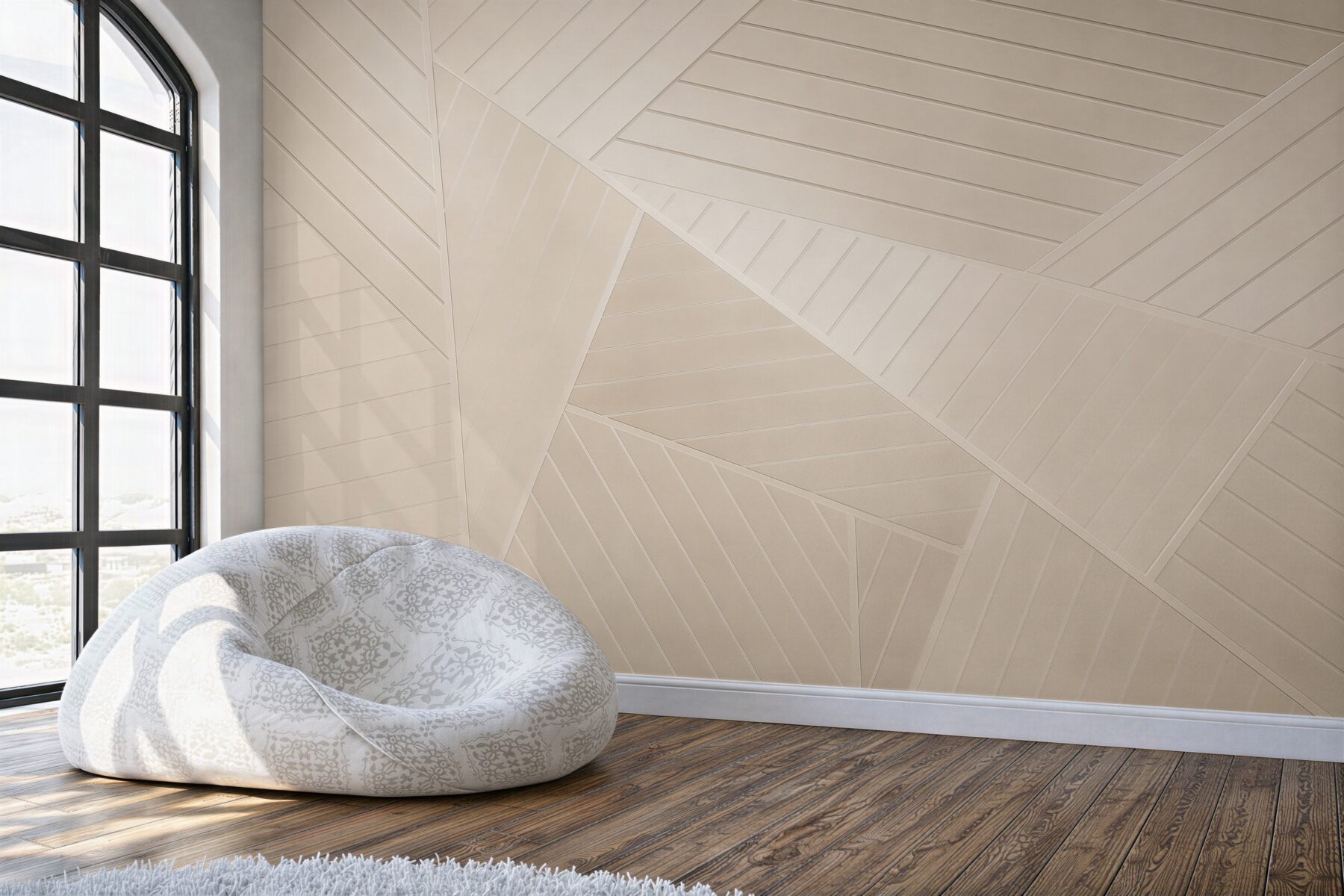Fototapeta geometryczne panele drewniane beżowe nowoczesne?v23