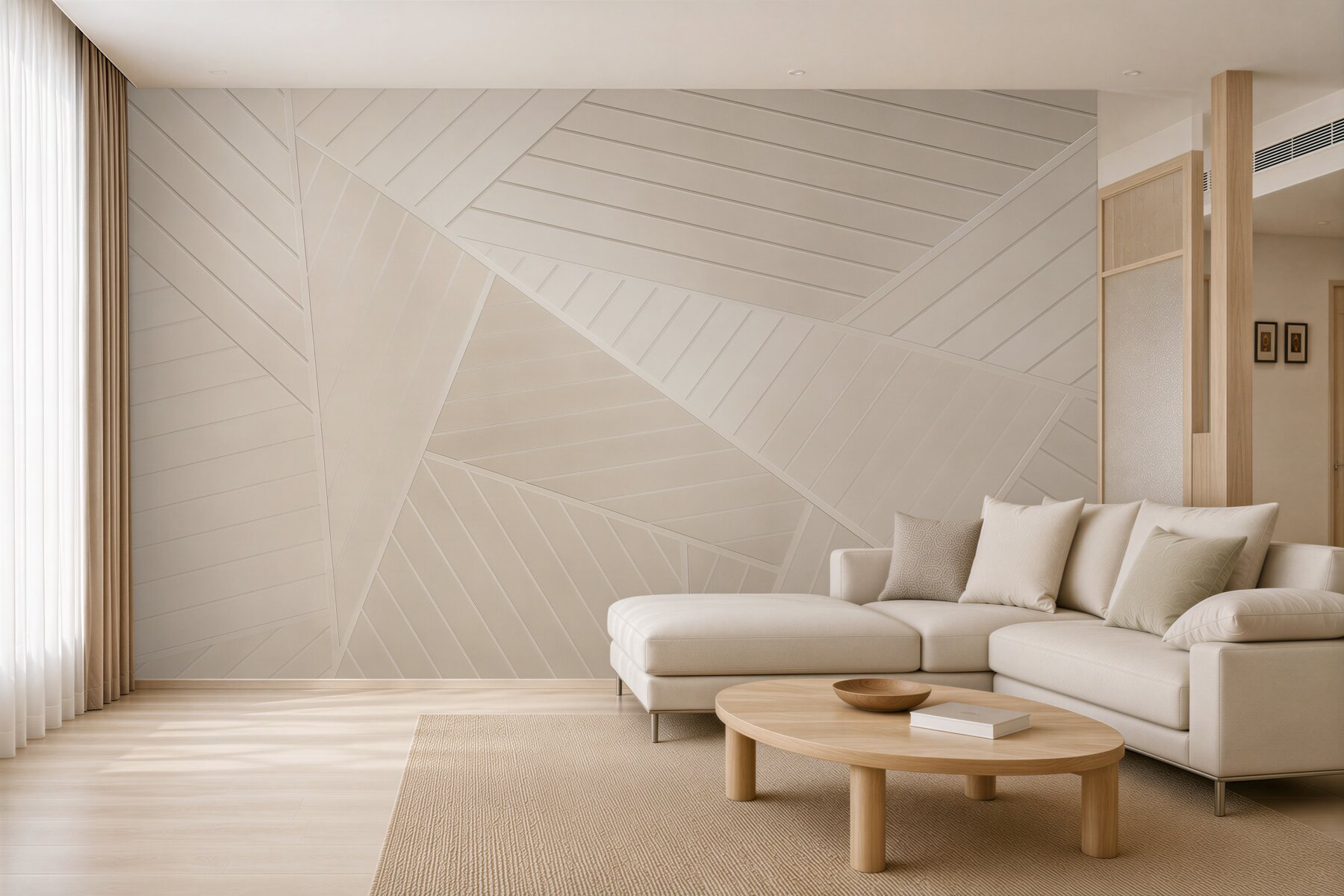 Fototapeta geometryczne panele drewniane beżowe nowoczesne?v23