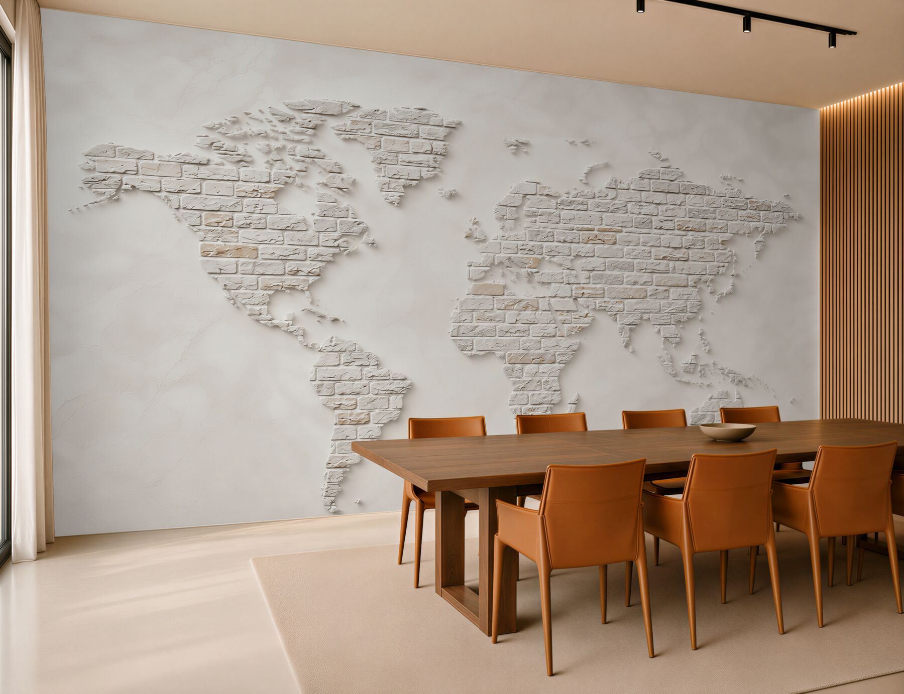 Fototapeta mapa świata z białej cegły nowoczesna minimalistyczna?v23