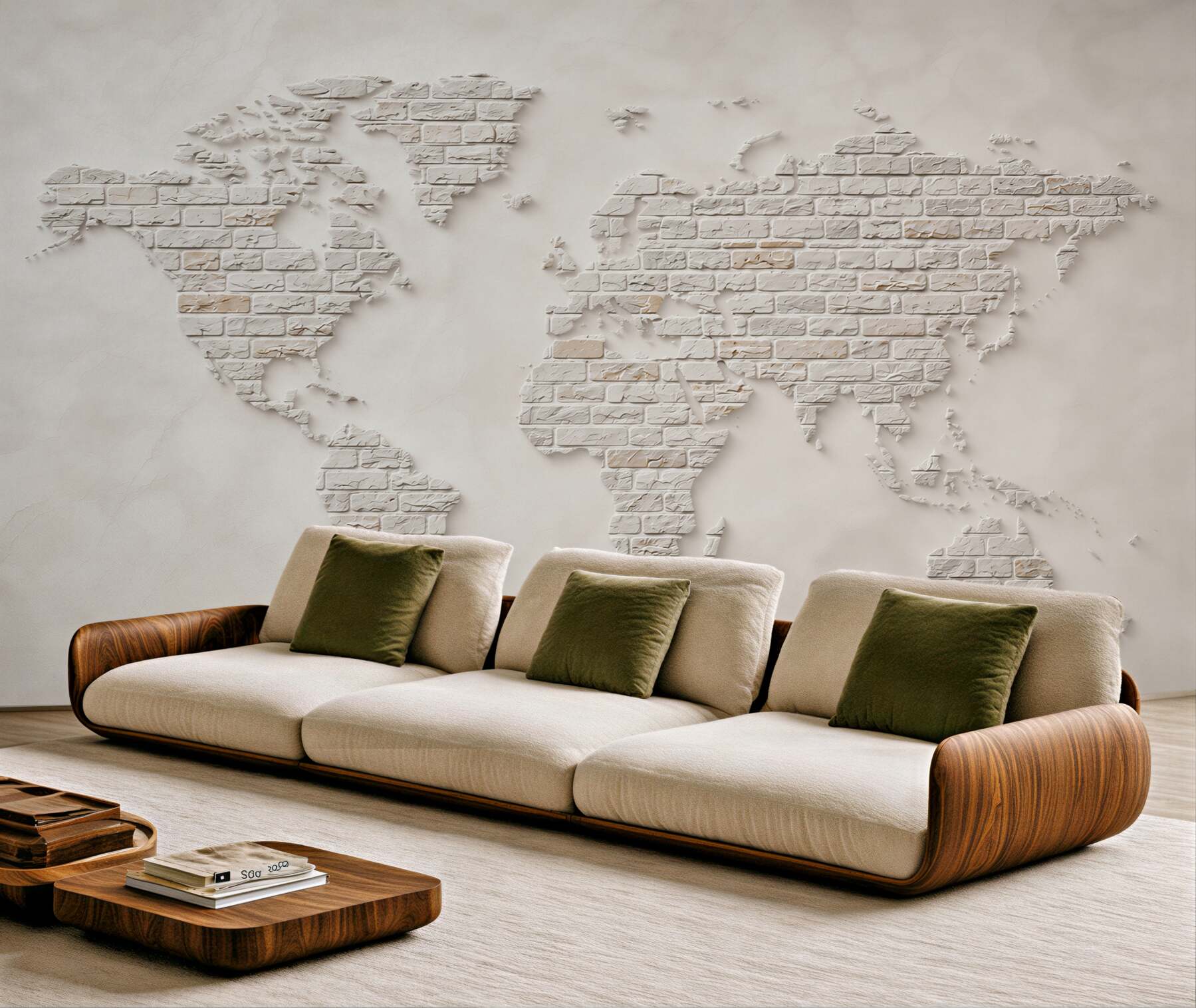 Fototapeta mapa świata z białej cegły nowoczesna minimalistyczna?v23