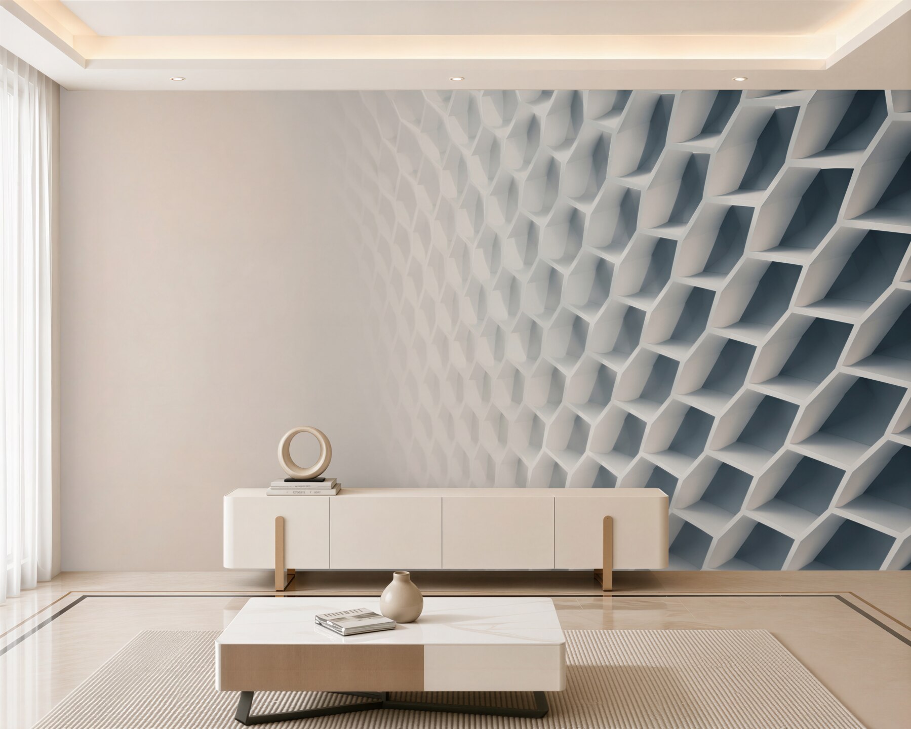 Fototapeta geometryczna struktura 3D biała nowoczesna do minimalistycznego wnętrza?v23