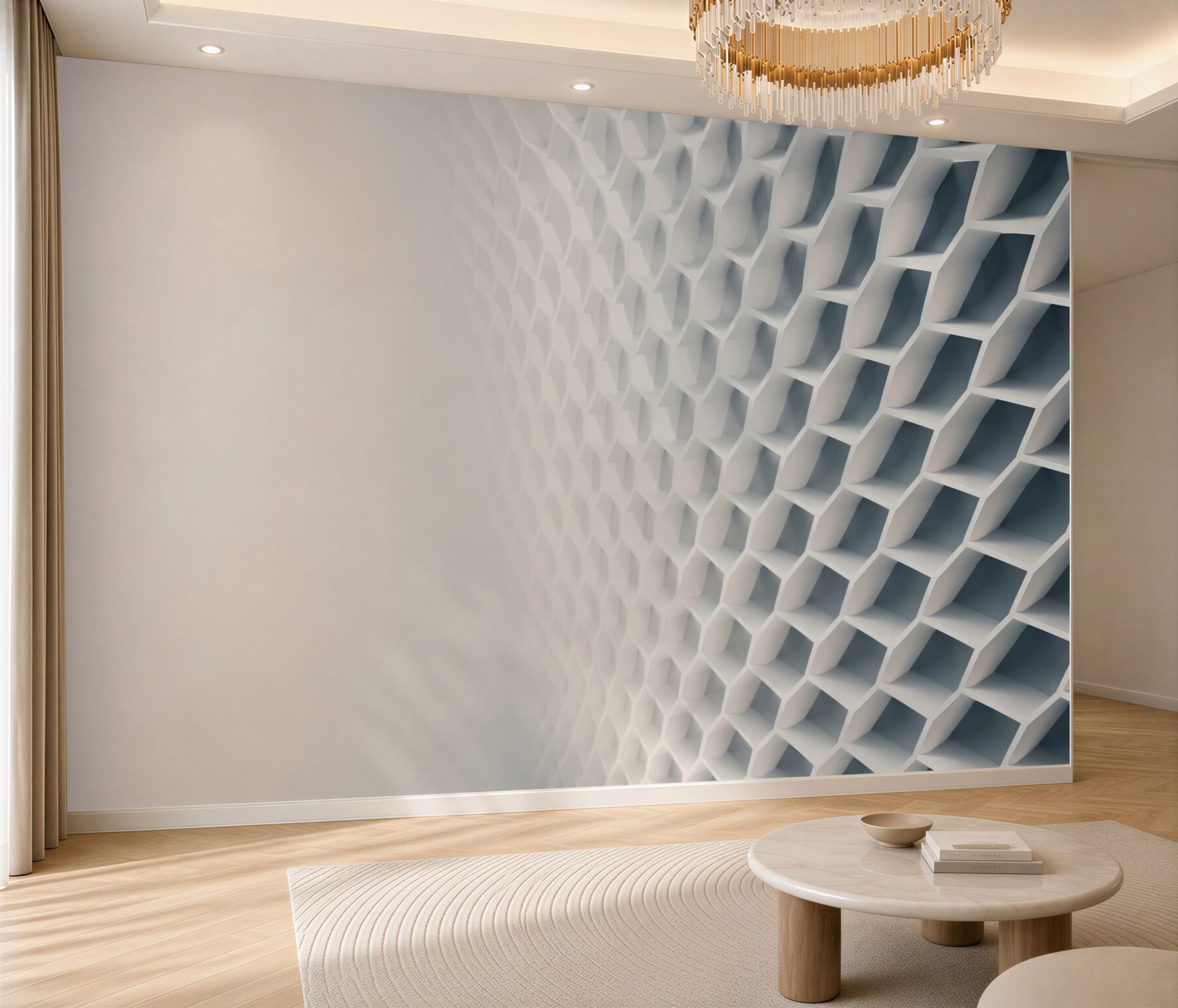 Fototapeta geometryczna struktura 3D biała nowoczesna do minimalistycznego wnętrza?v23