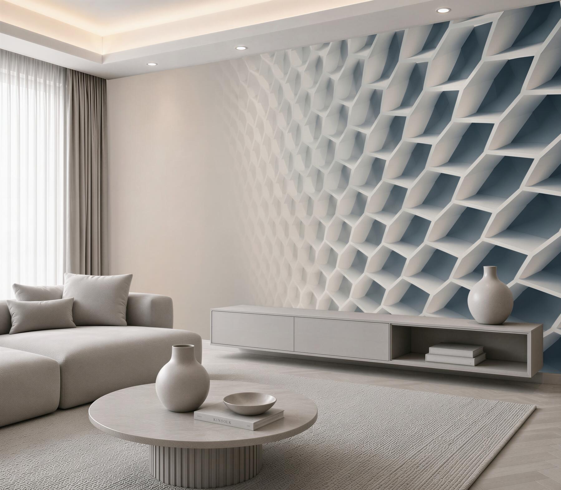 Fototapeta geometryczna struktura 3D biała nowoczesna do minimalistycznego wnętrza?v23