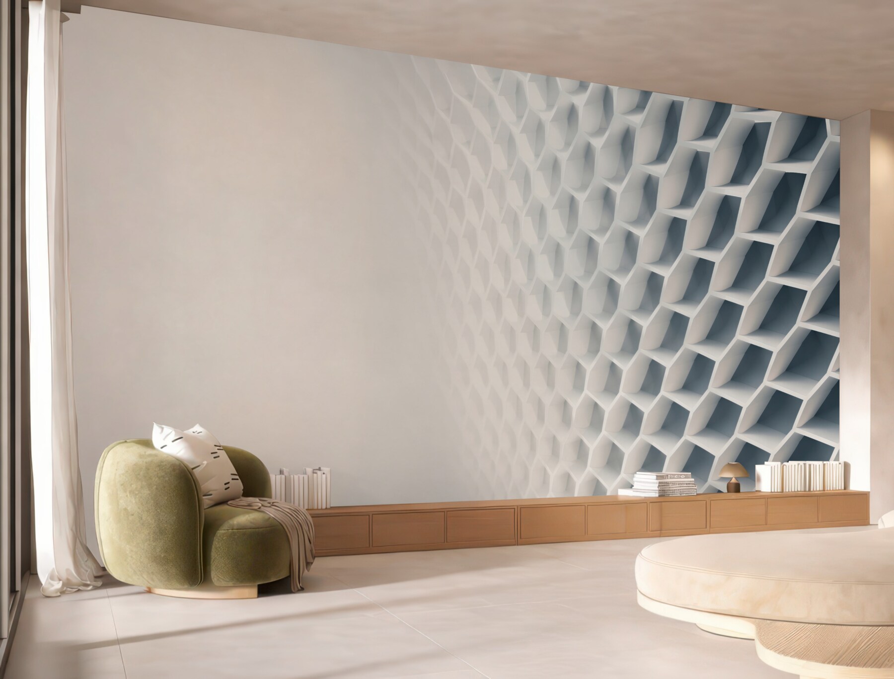 Fototapeta geometryczna struktura 3D biała nowoczesna do minimalistycznego wnętrza?v23