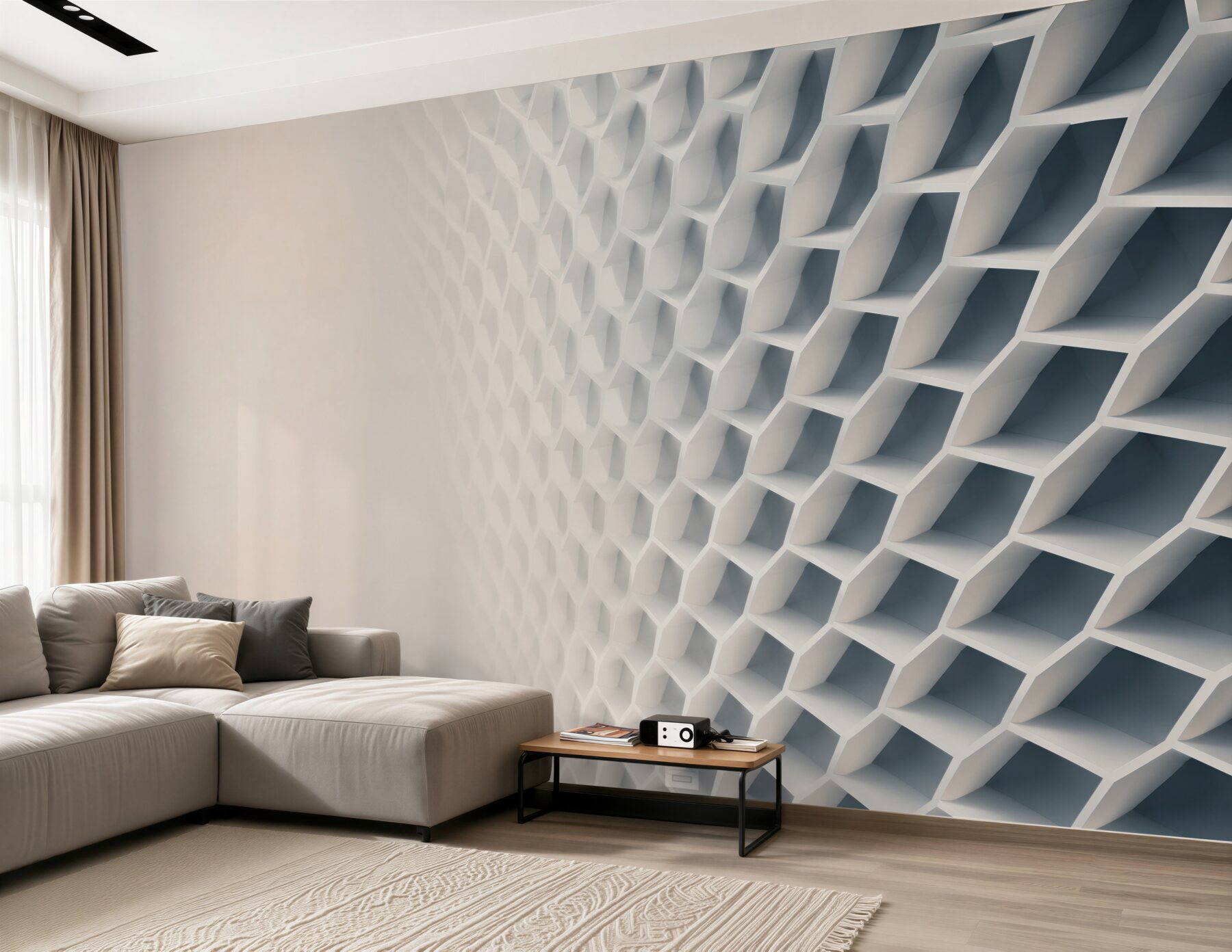 Fototapeta geometryczna struktura 3D biała nowoczesna do minimalistycznego wnętrza?v23