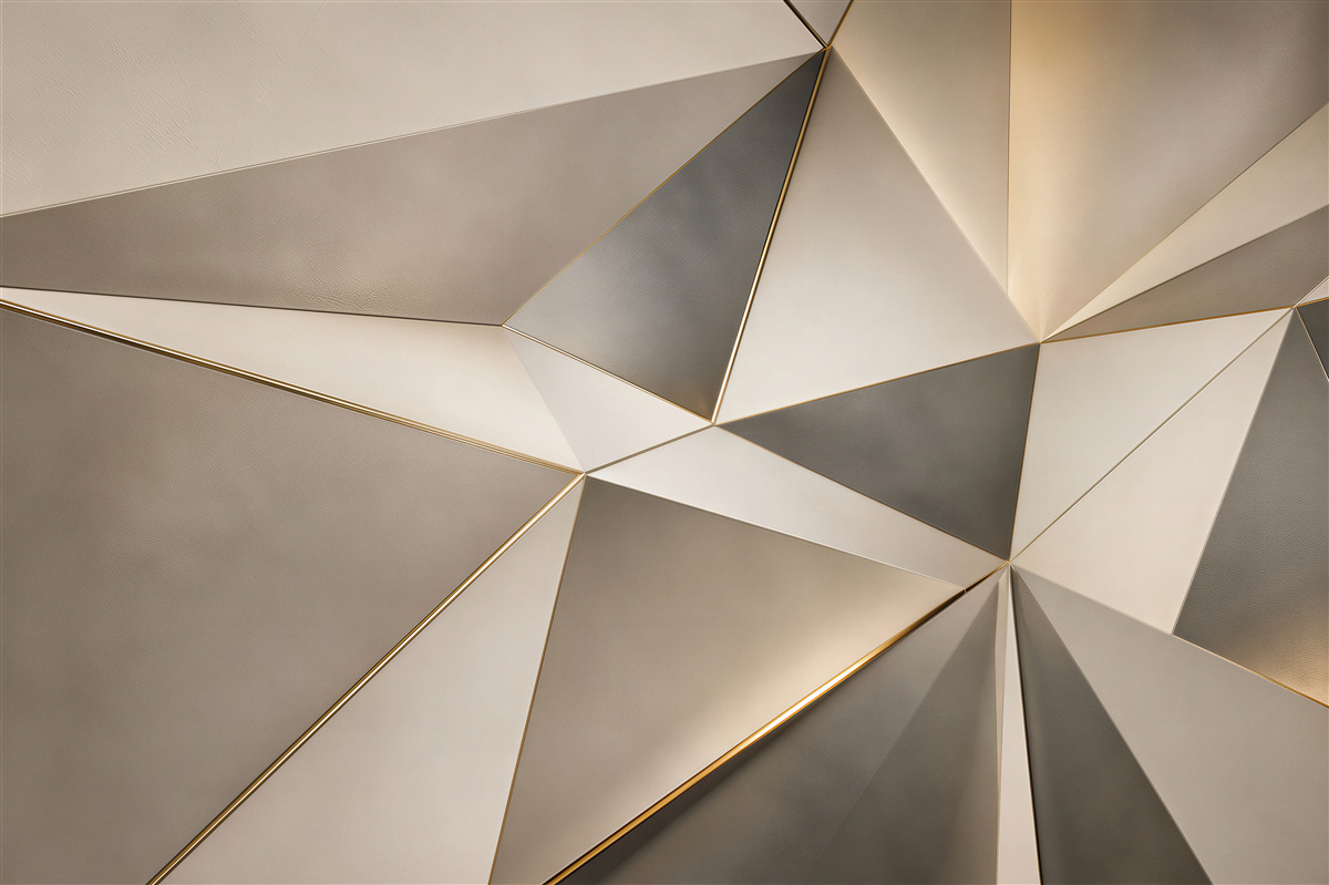 Fototapeta geometryczne trójkąty beżowo złote eleganckie do nowoczesnego salonu