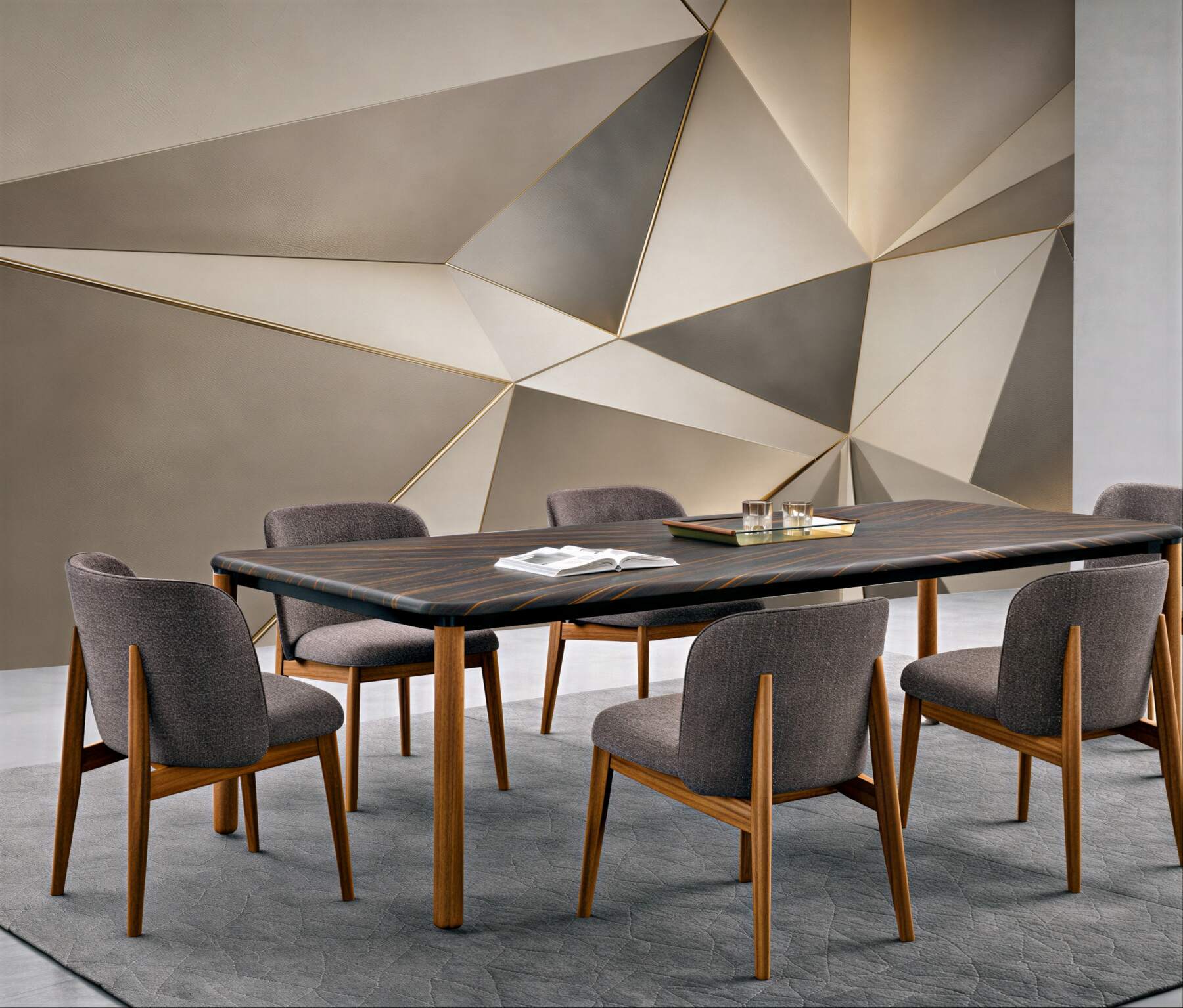 Fototapeta geometryczne trójkąty beżowo złote eleganckie do nowoczesnego salonu?v23