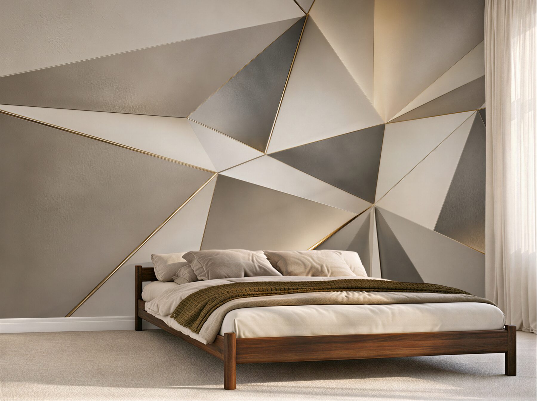 Fototapeta geometryczne trójkąty beżowo złote eleganckie do nowoczesnego salonu?v23