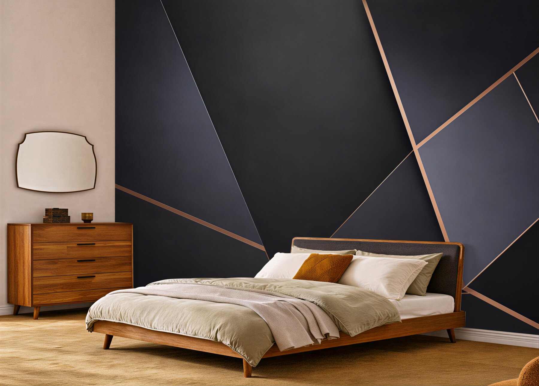 Fototapeta geometryczna abstrakcja czarna ze złotymi liniami nowoczesna?v23