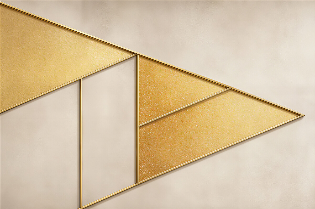 Fototapeta geometryczne panele złote i beżowe eleganckie do salonu