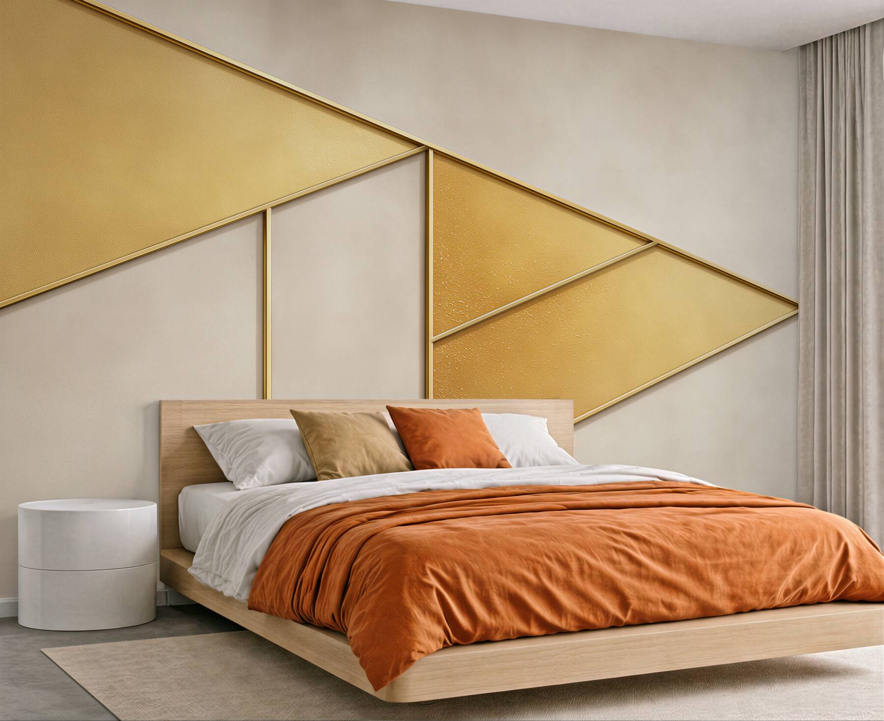 Fototapeta geometryczne panele złote i beżowe eleganckie do salonu?v23