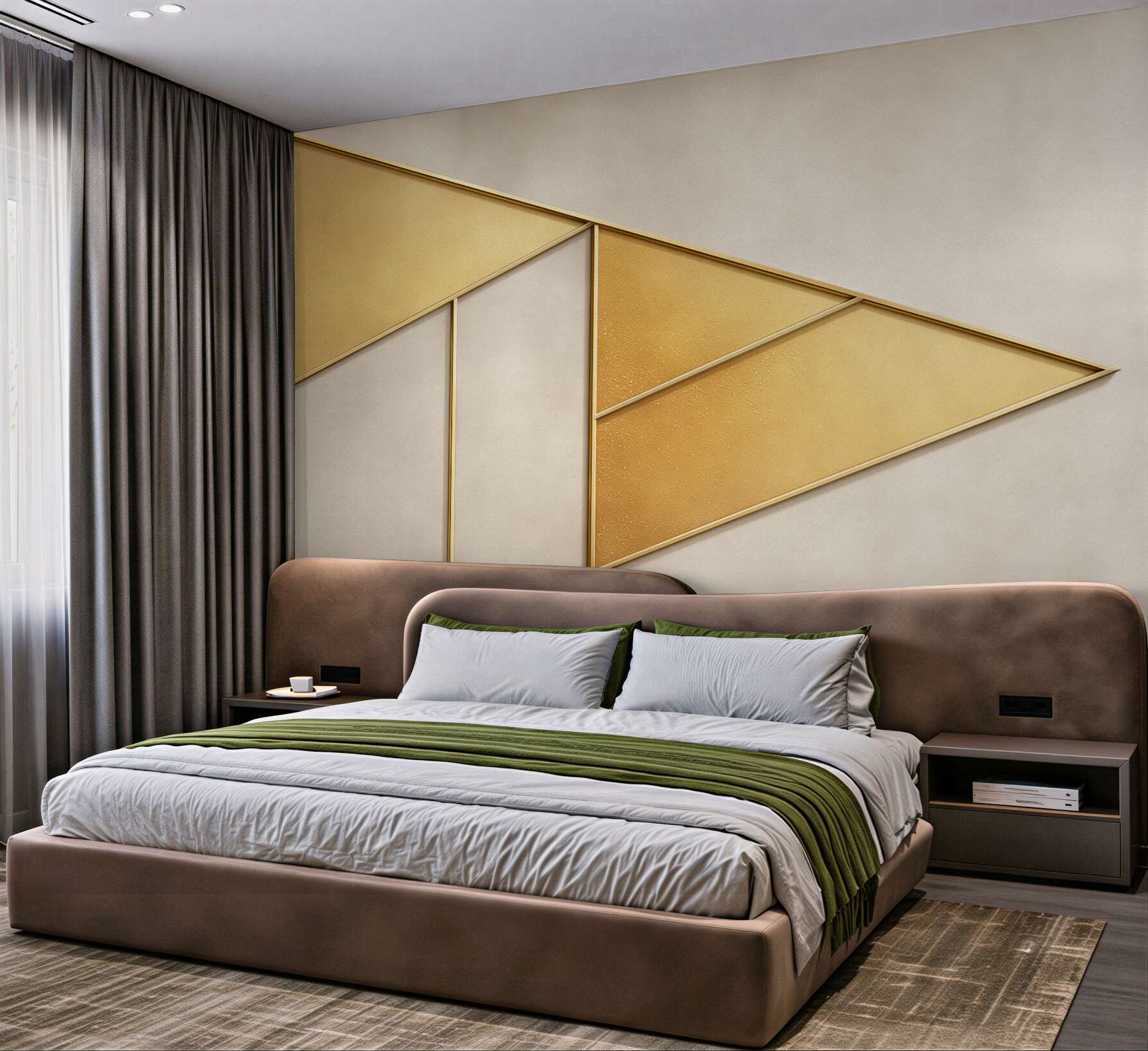Fototapeta geometryczne panele złote i beżowe eleganckie do salonu?v23