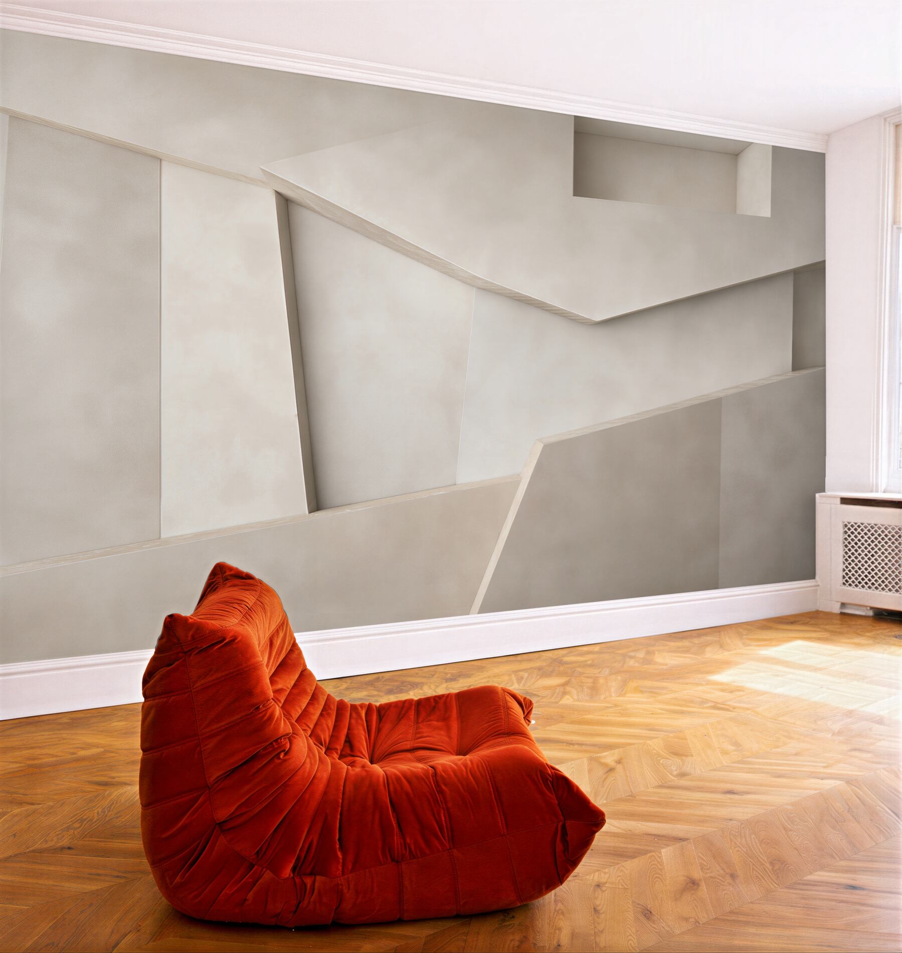 Fototapeta abstrakcyjne panele 3D beżowe nowoczesne do minimalistycznego wnętrza?v23